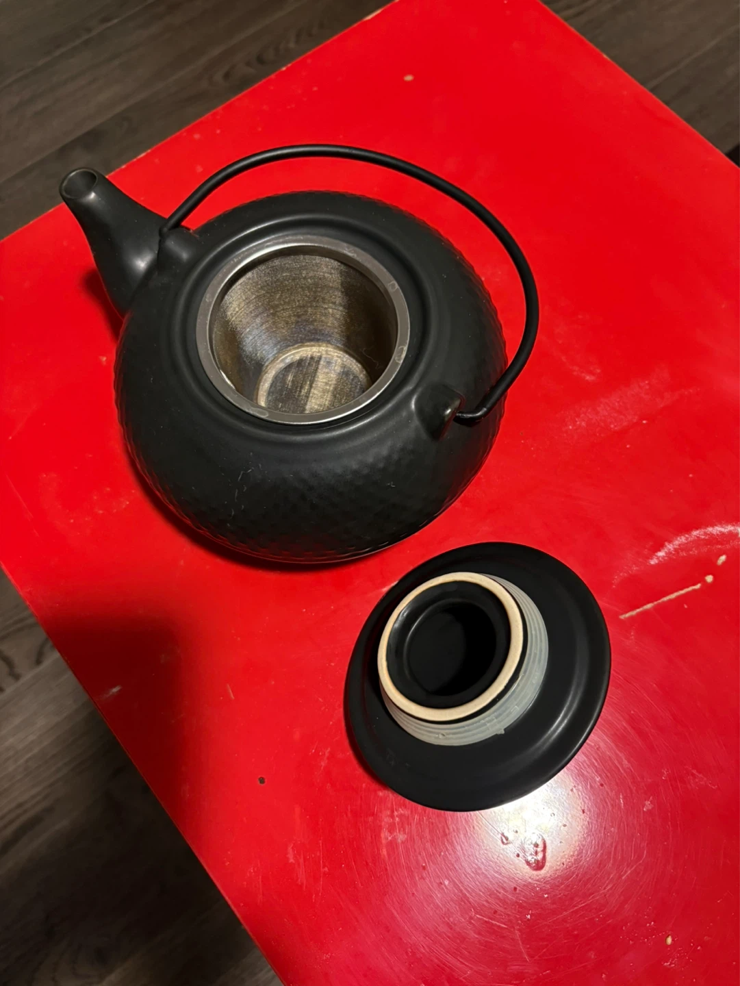Black Cast Iron Teapot with Infuser - photo 2