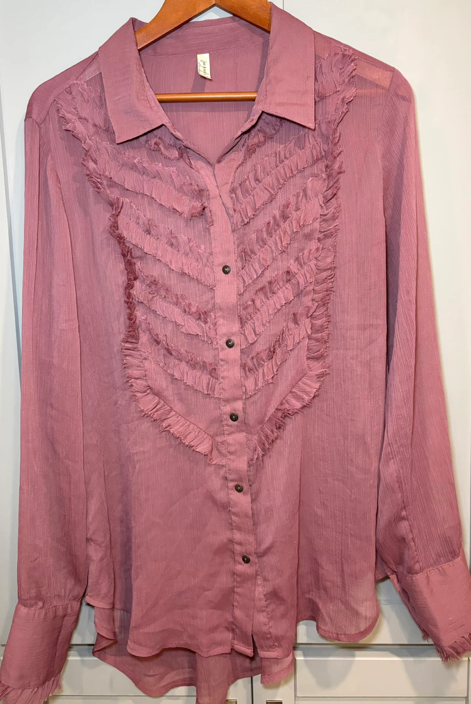 Free People sheer Rose Ruffle Button-Up Shirt - photo 3