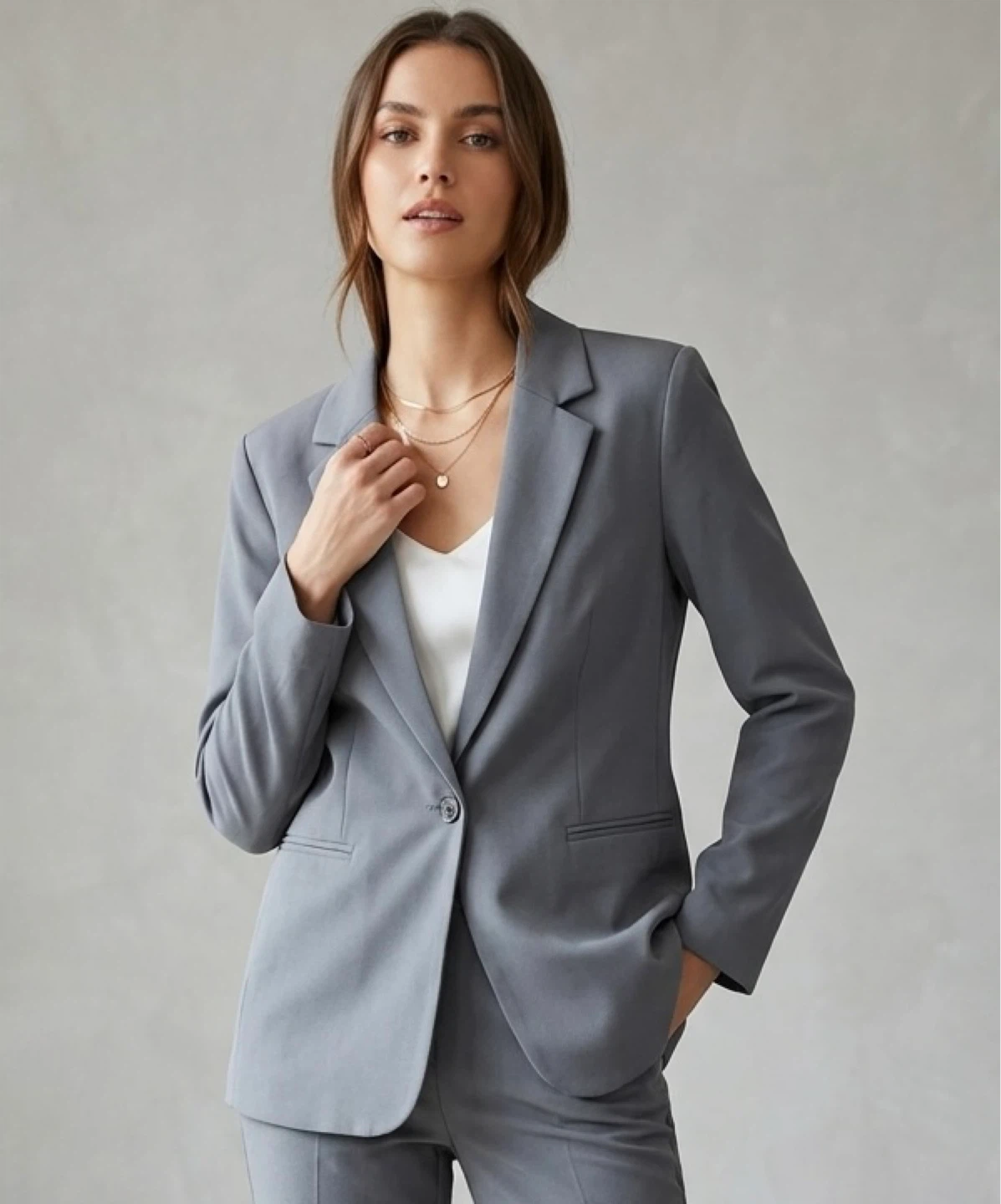 Vero Moda Single-Button Tailored Blazer Grey - Size S