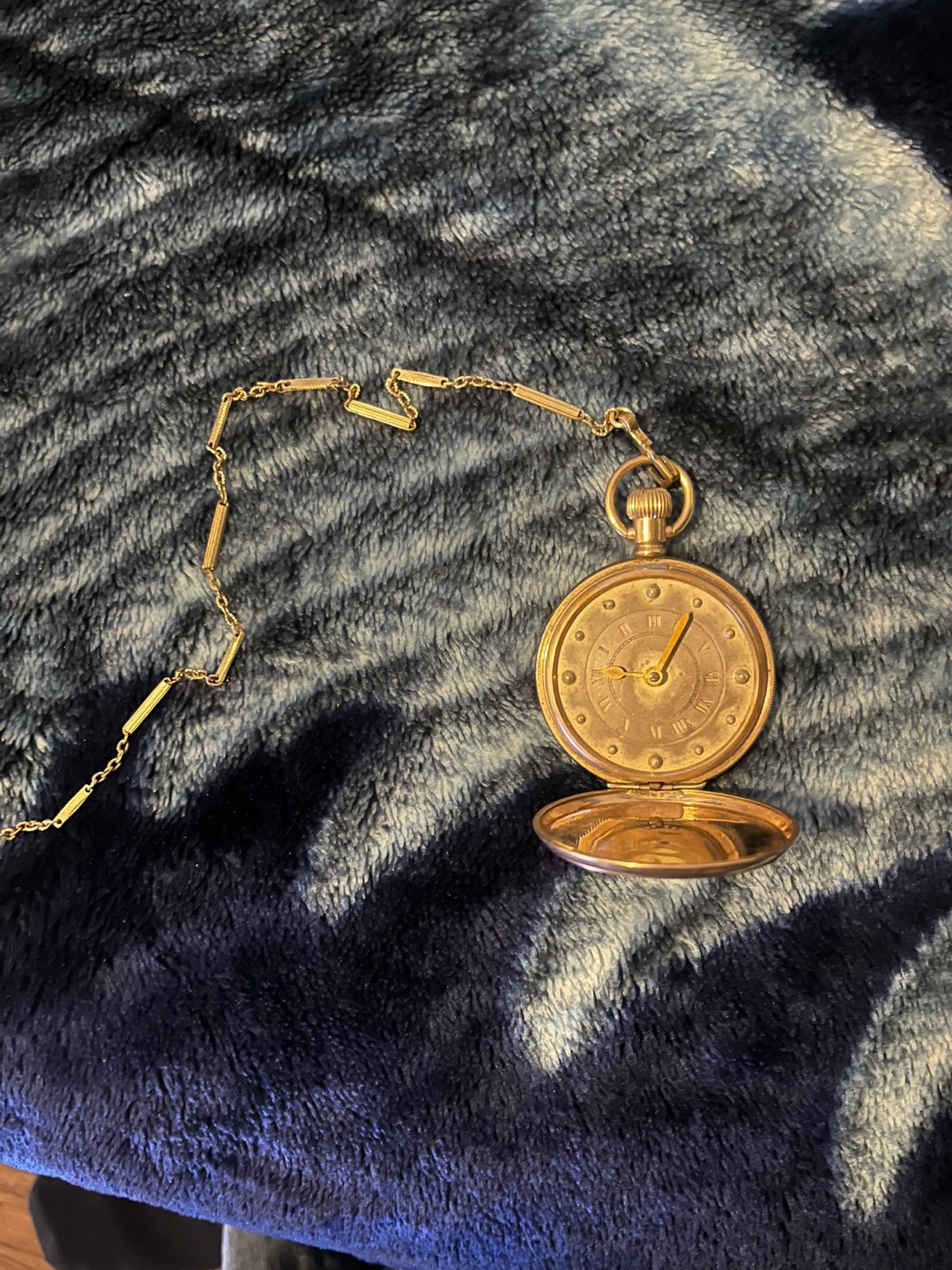 Fortune AWC.Co Gold Pocket Watch with Chain - photo 2
