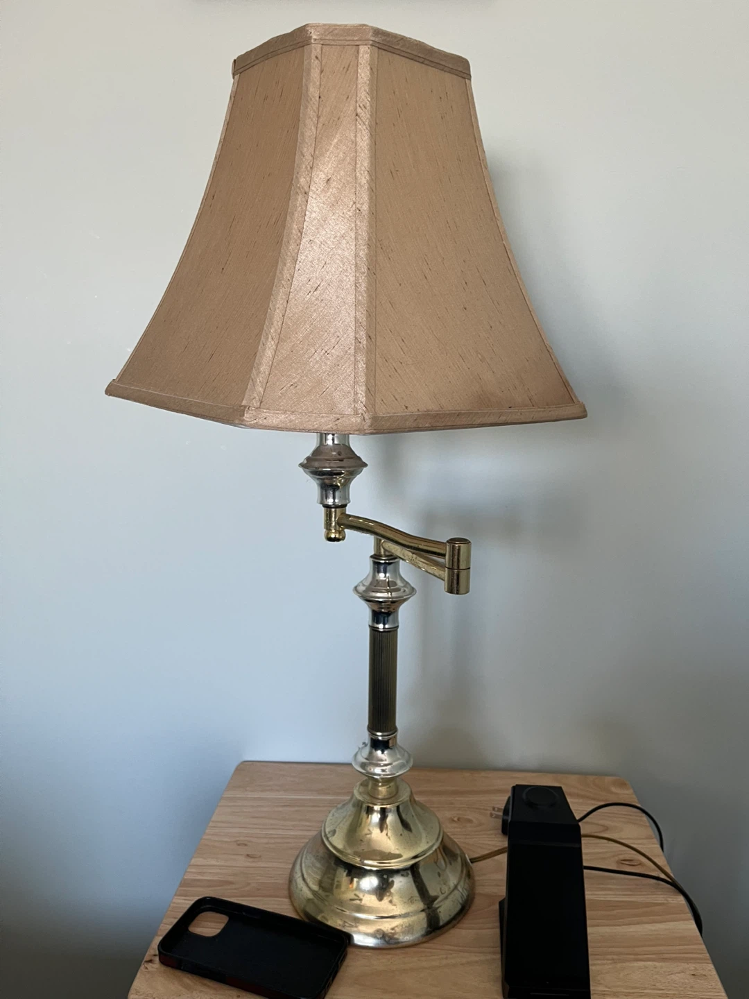 Adjustable Desk Lamp with Tan Shade