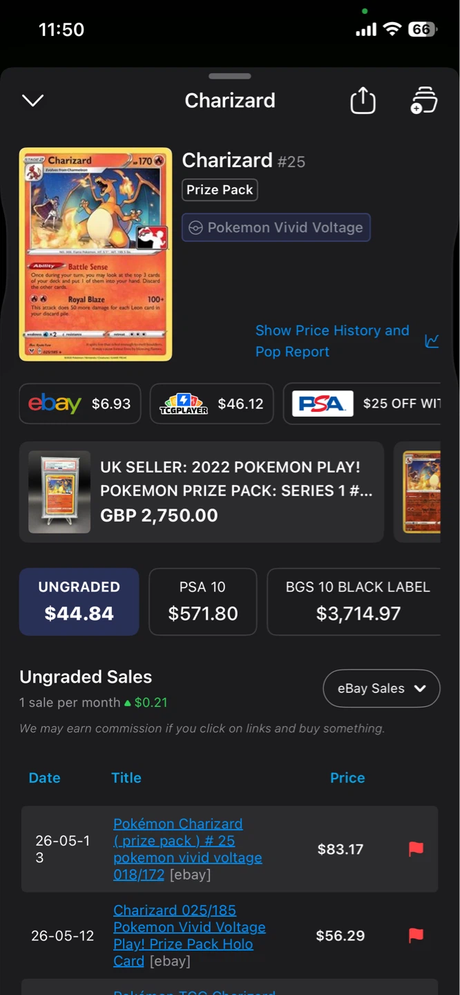 Pokemon Charizard #25 Prize Pack Card - photo 2