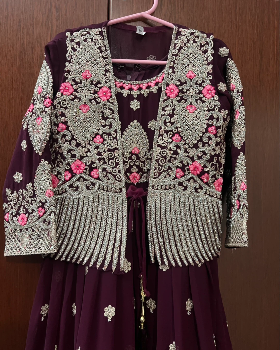 Girls' Embroidered Purple Dress with Jacket - photo 2
