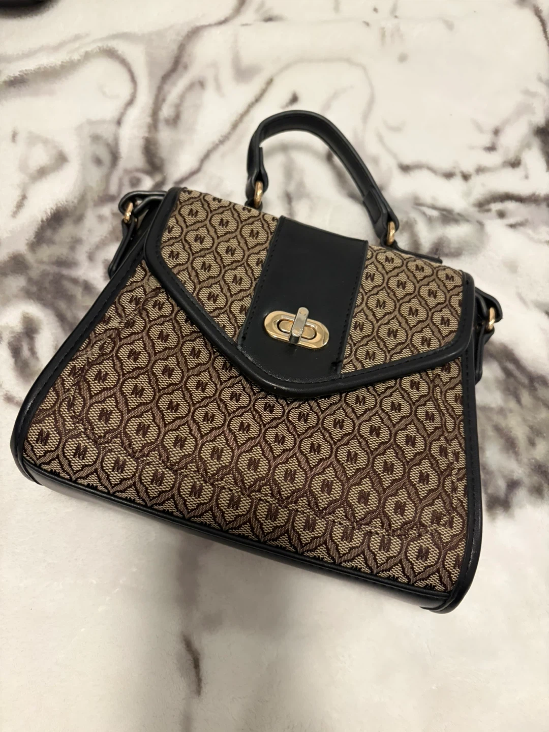 MOUSSY / Brown and Black Satchel Handbag