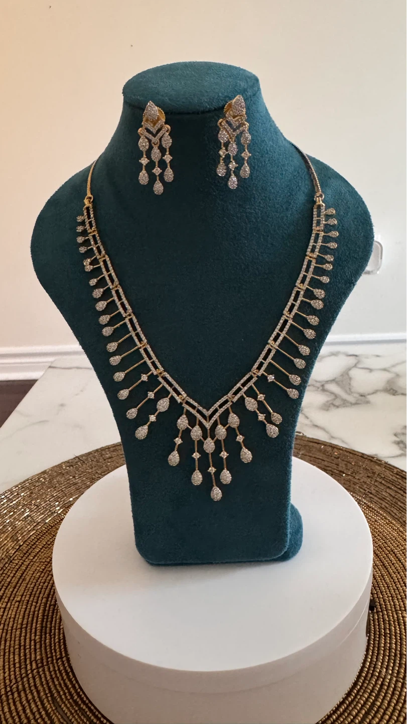AD nano setting Necklace and Earring Set