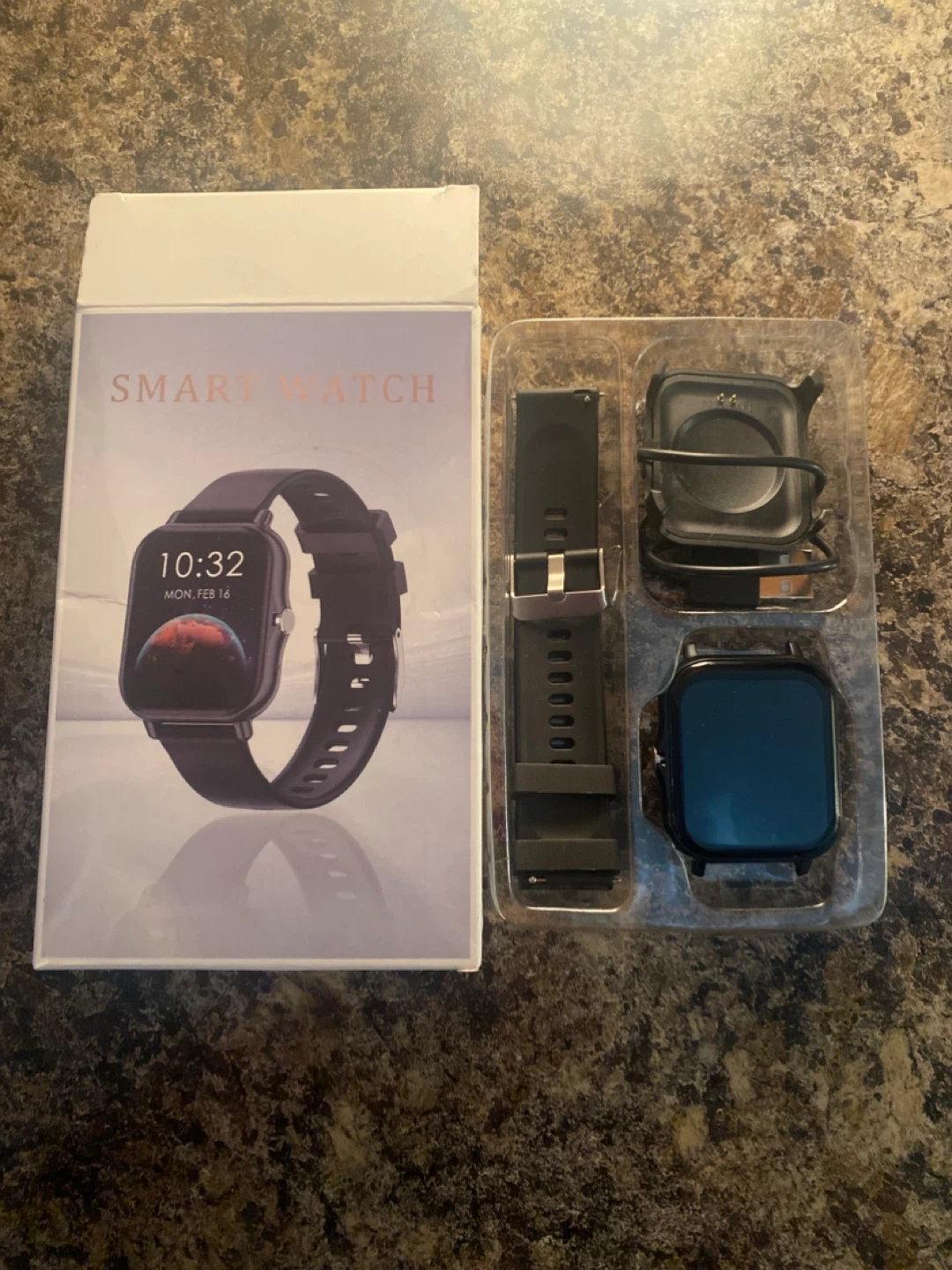 Smart Watch with Extra Strap and Charger