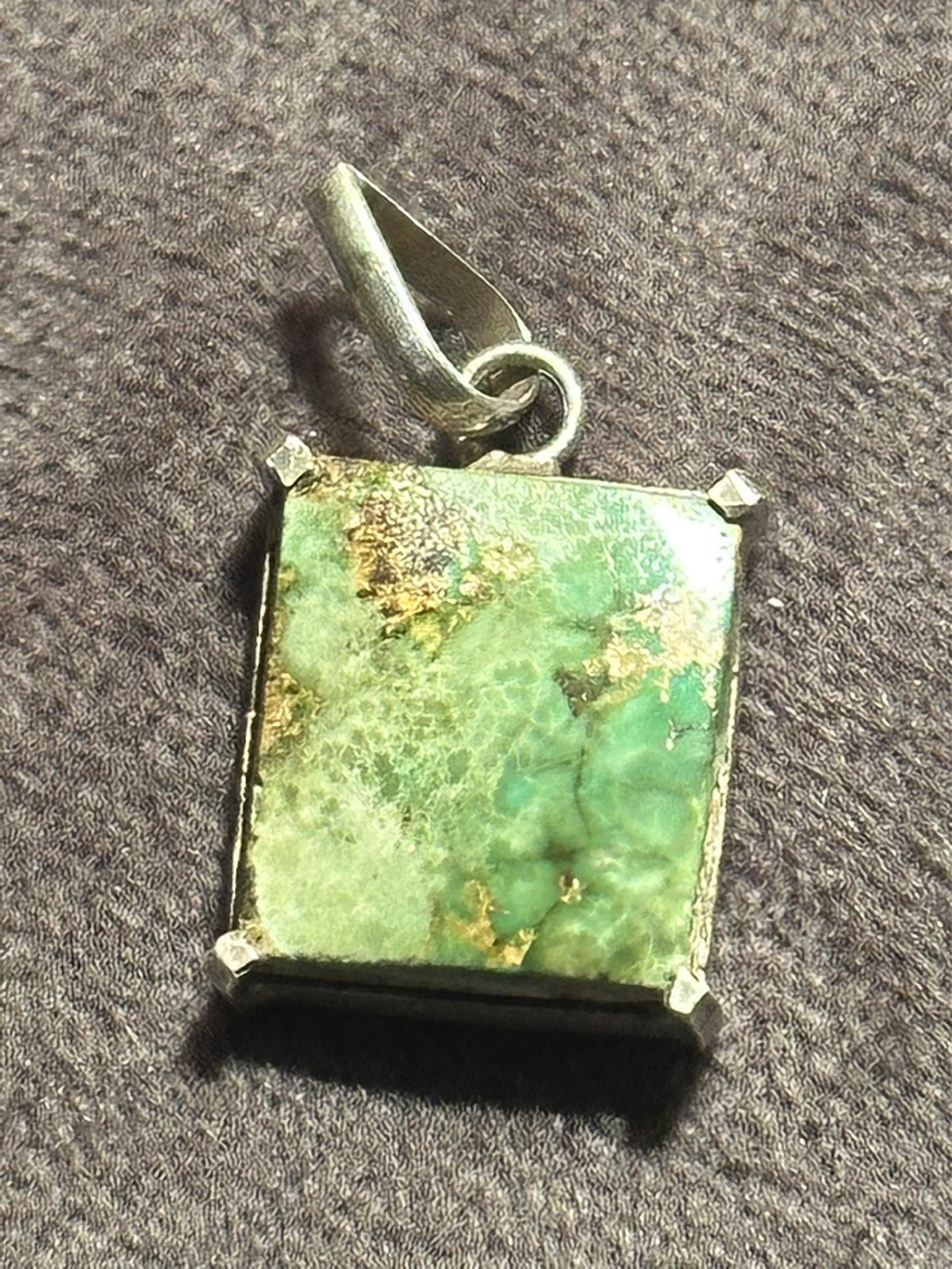 Sterling Green Variscite Pendant / Canadian Ammolite pendant - photo 5