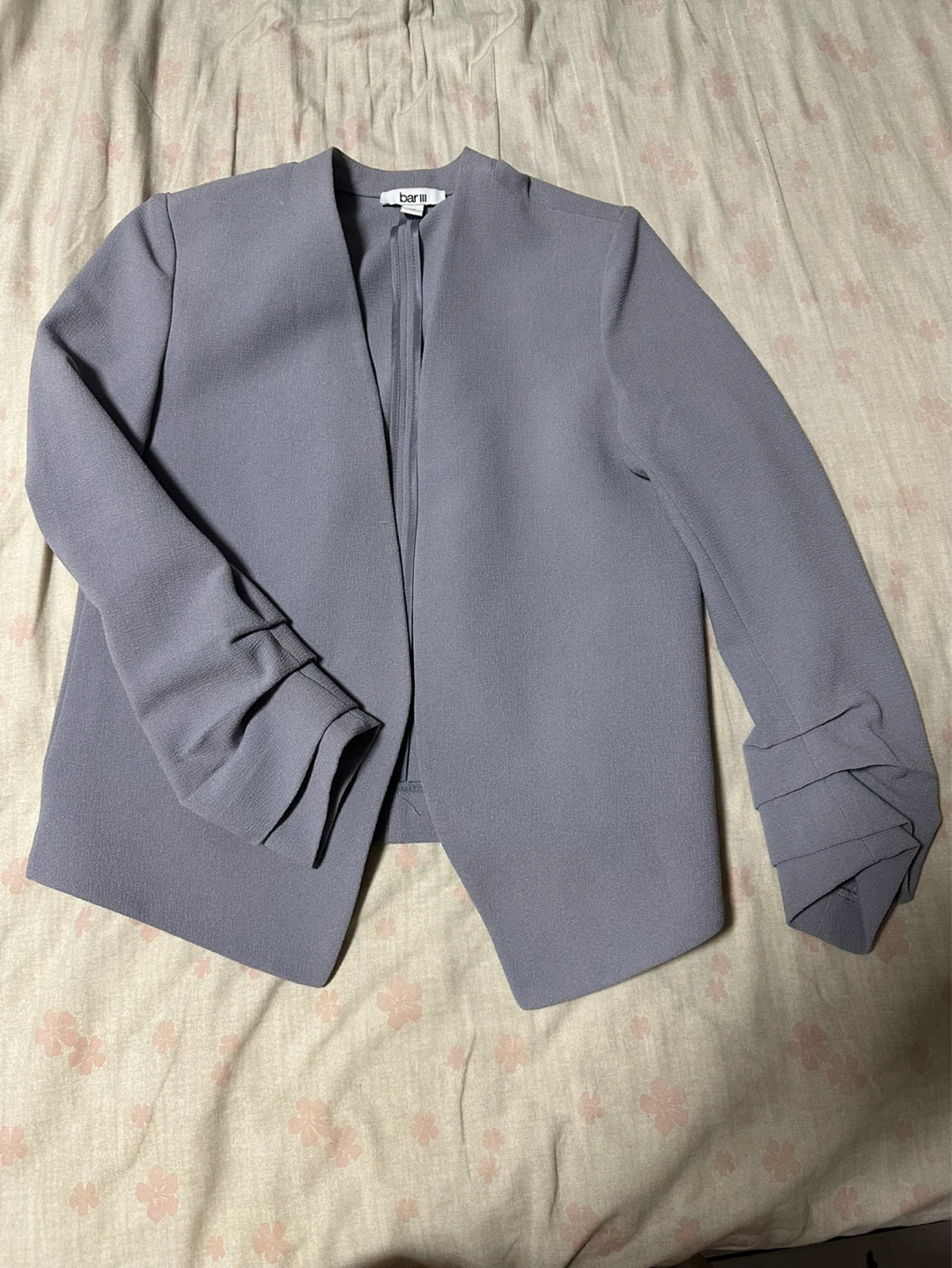 Bar III Gray Ruched Sleeve Blazer XS