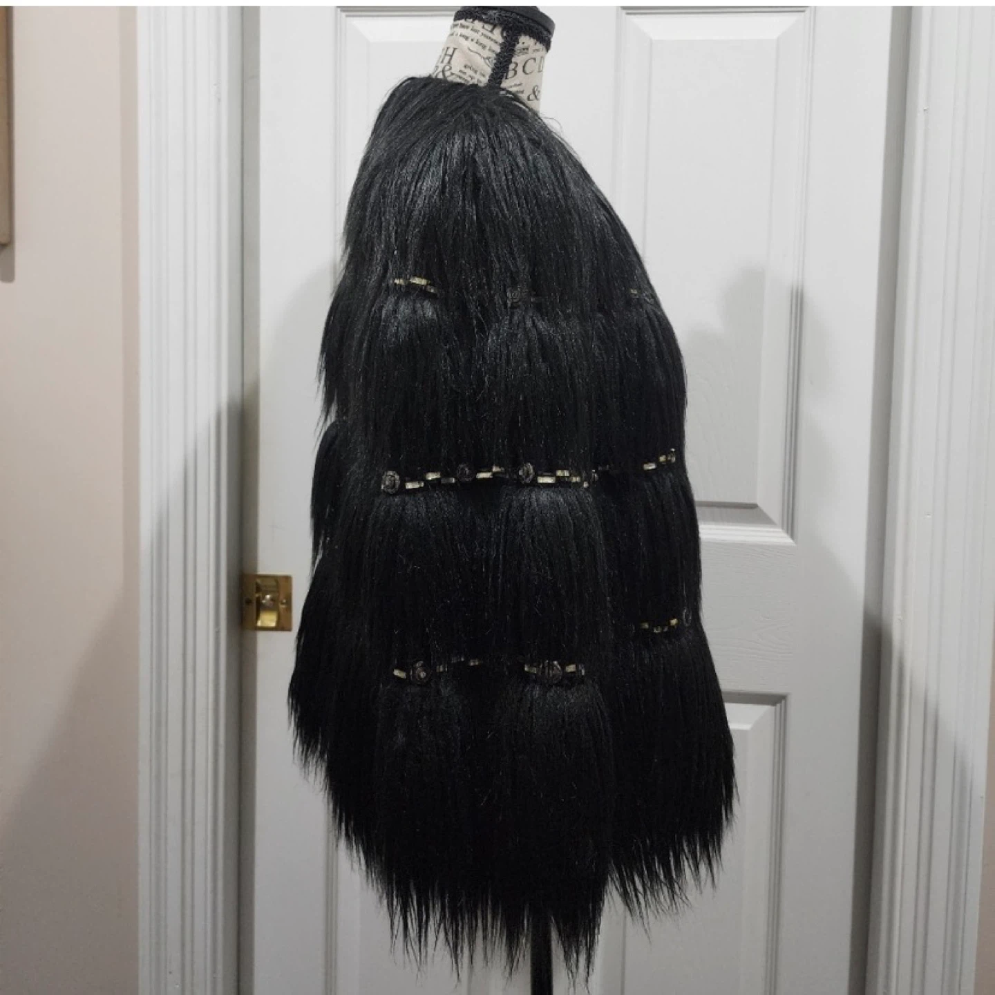 Tadashi Shoji Black Faux Fur Shaggy Coat with Embellishments - photo 4