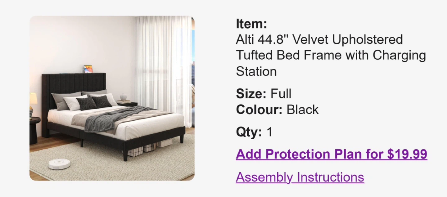 Wayfair Full Bed Frame + Cooling Gel Memory Foam Mattress - photo 5