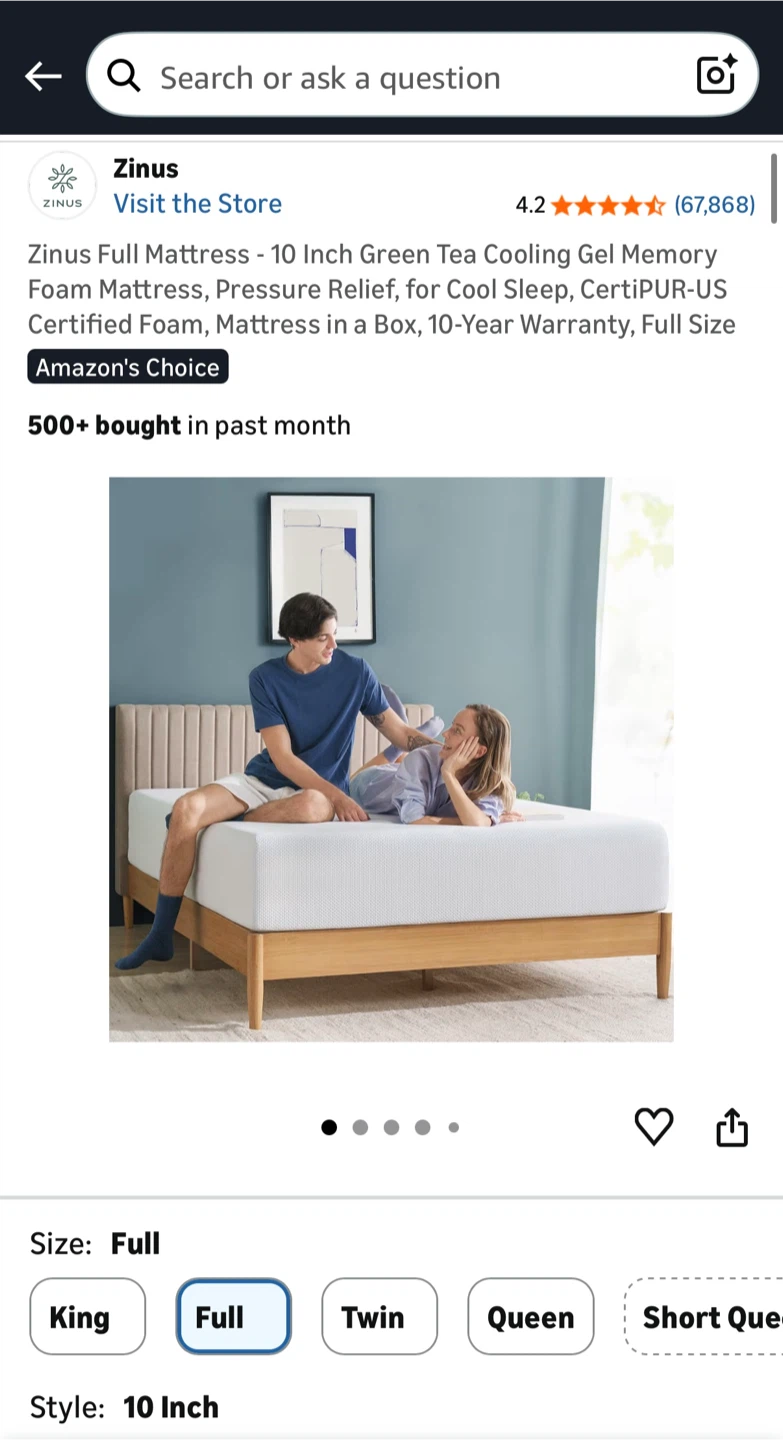 Zinus Cooling Gel Memory Foam Mattress (Excellent Condition) - photo 2