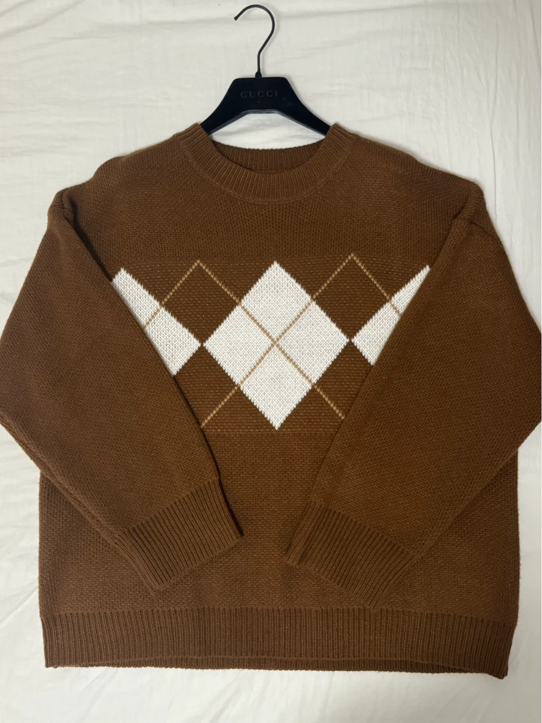 brown argyle sweater