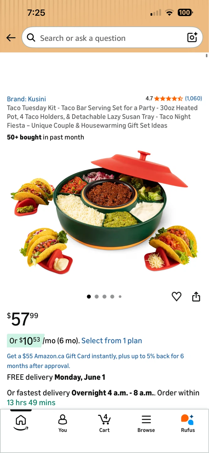 NEW!  Taco Tuesday Kit Taco Bar Serving Set Lazy Susan Tray