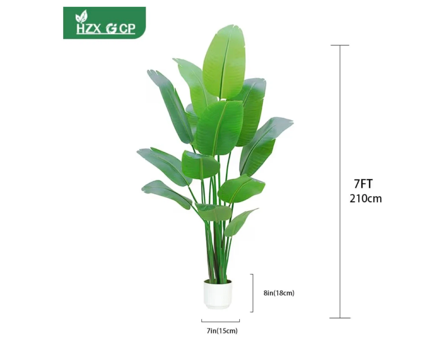 7FT Artificial Bird of Paradise Plant in White Planter - photo 3