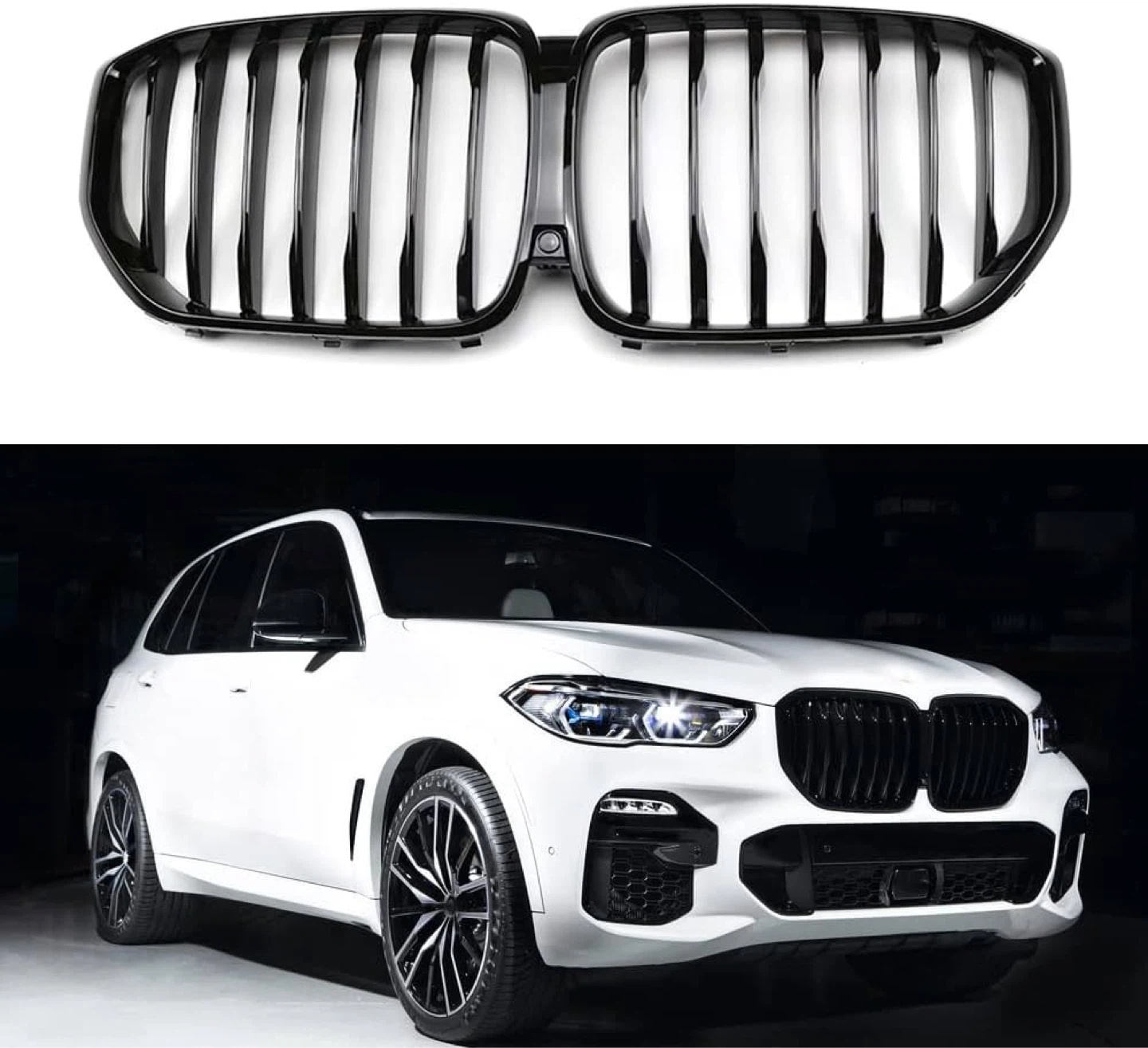 Gloss Black Single Line Front Grill Kidney Grille For BMW X5 G05