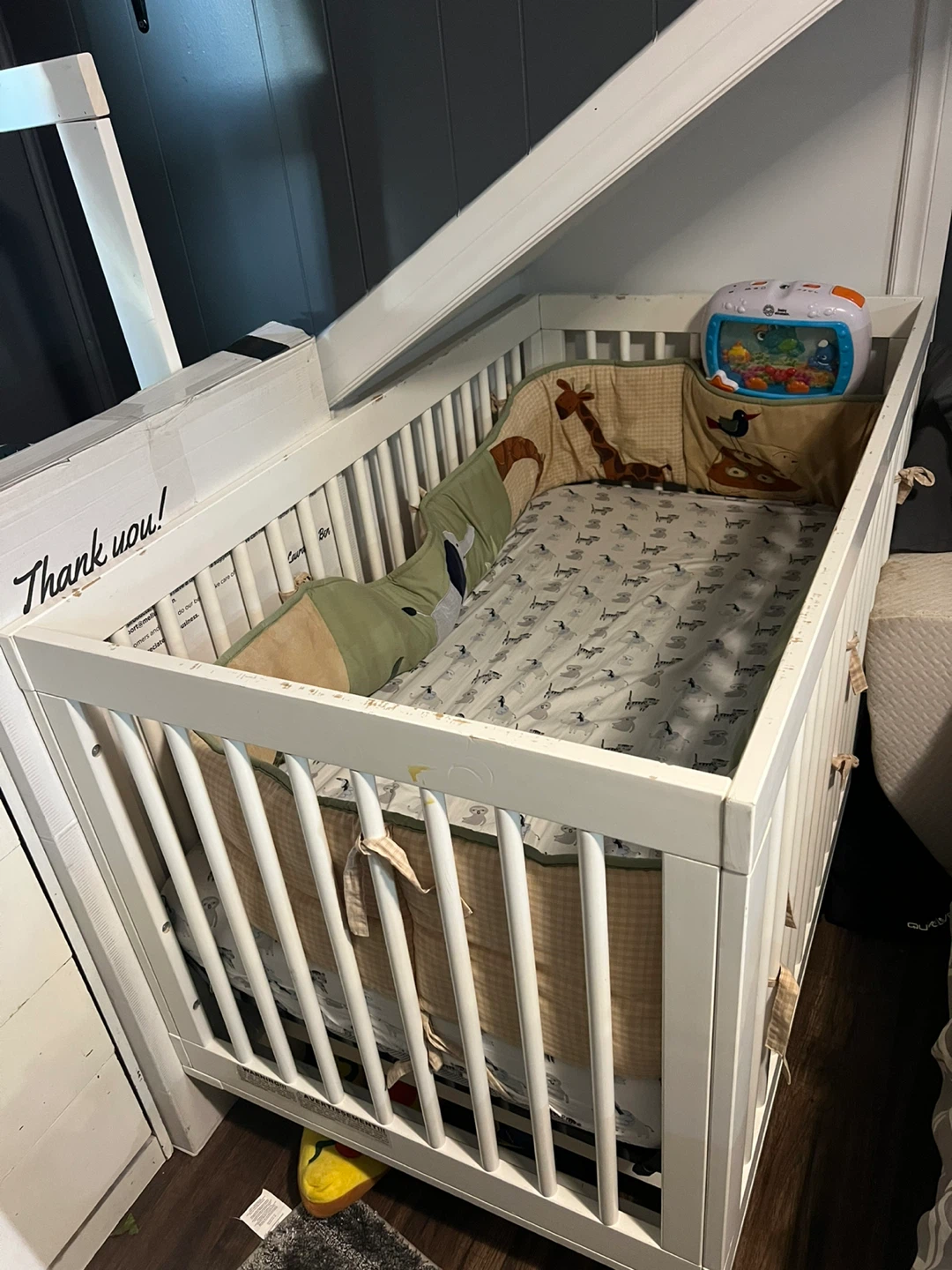 White Convertible Crib with Toddler Rail