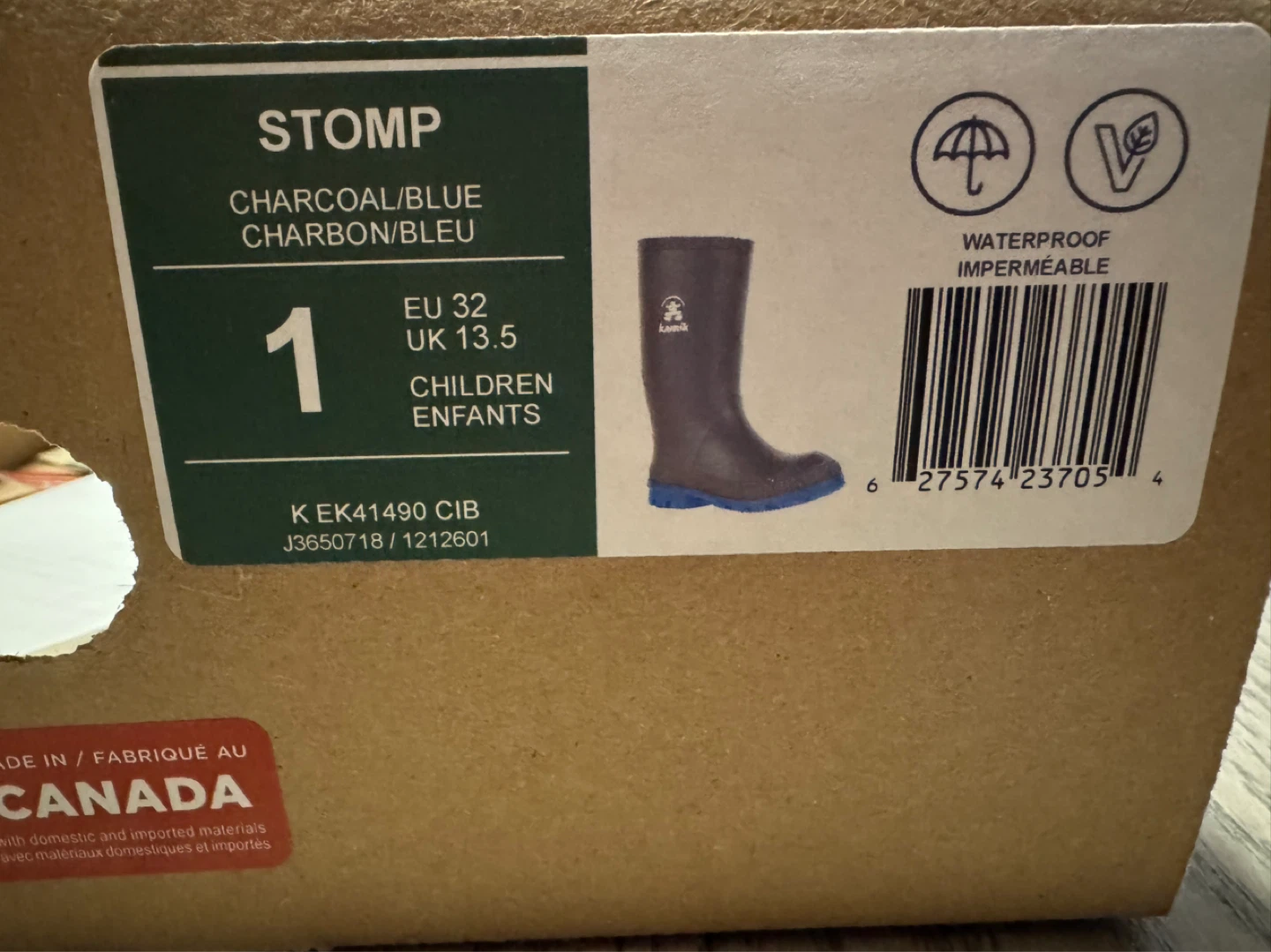 Kamik Stomp Children's Boots - Charcoal/Blue, Size EU 32 - photo 3