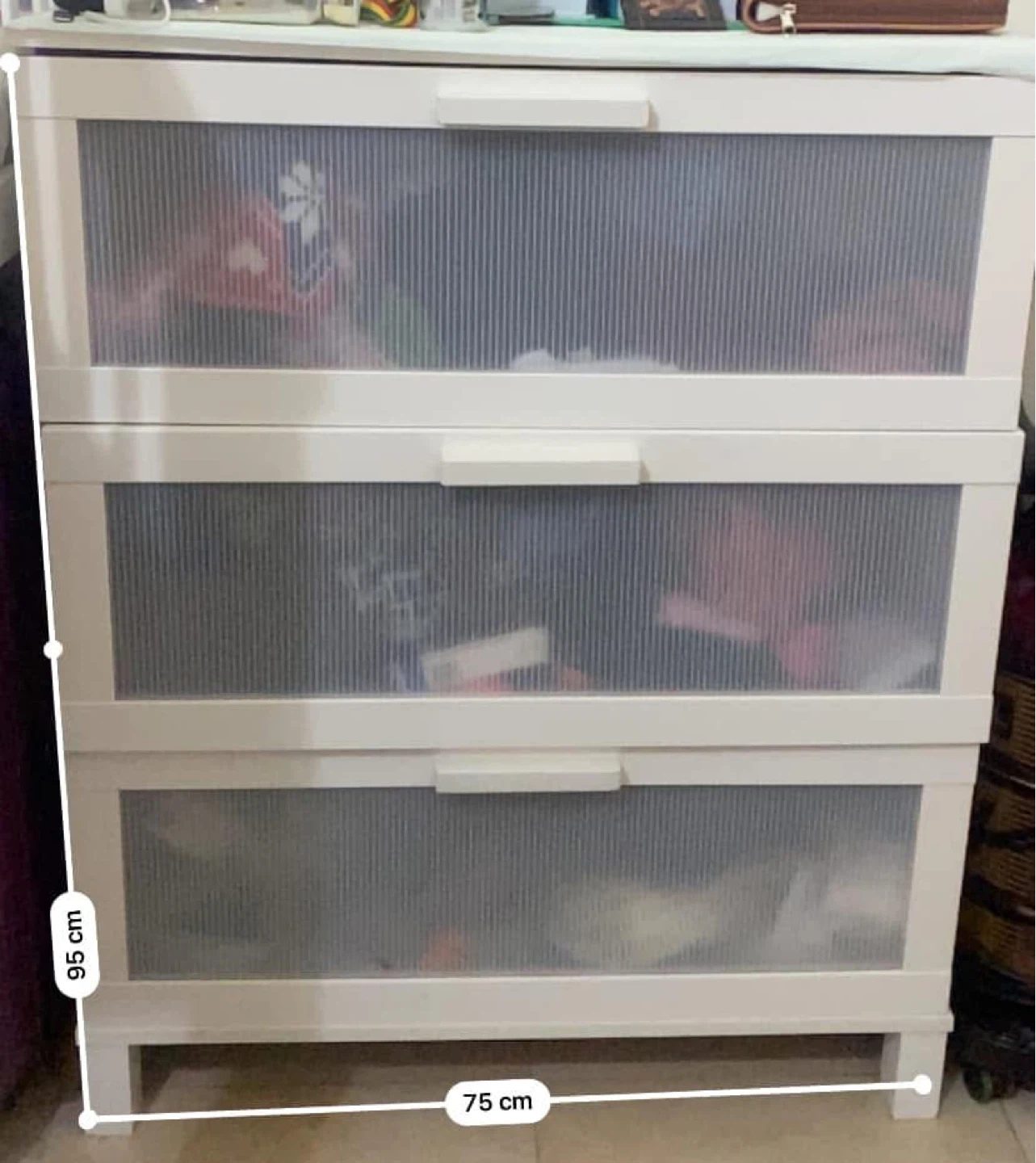 White 3-Drawer Storage Unit - 75cm x 95cm