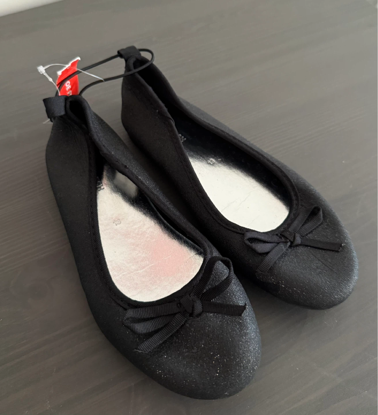 Black Glitter Ballet Flats - Size 13