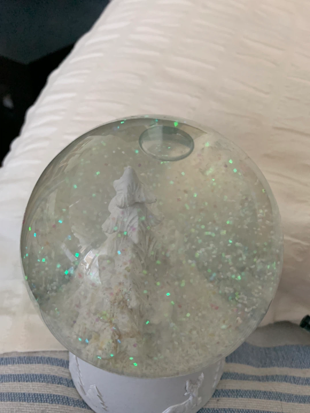White Christmas Tree Snow Globe