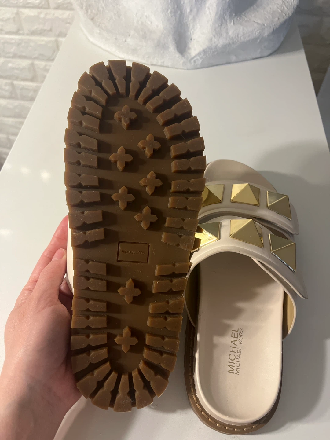 Michael Kors Studded Slide Sandals Cream - photo 2