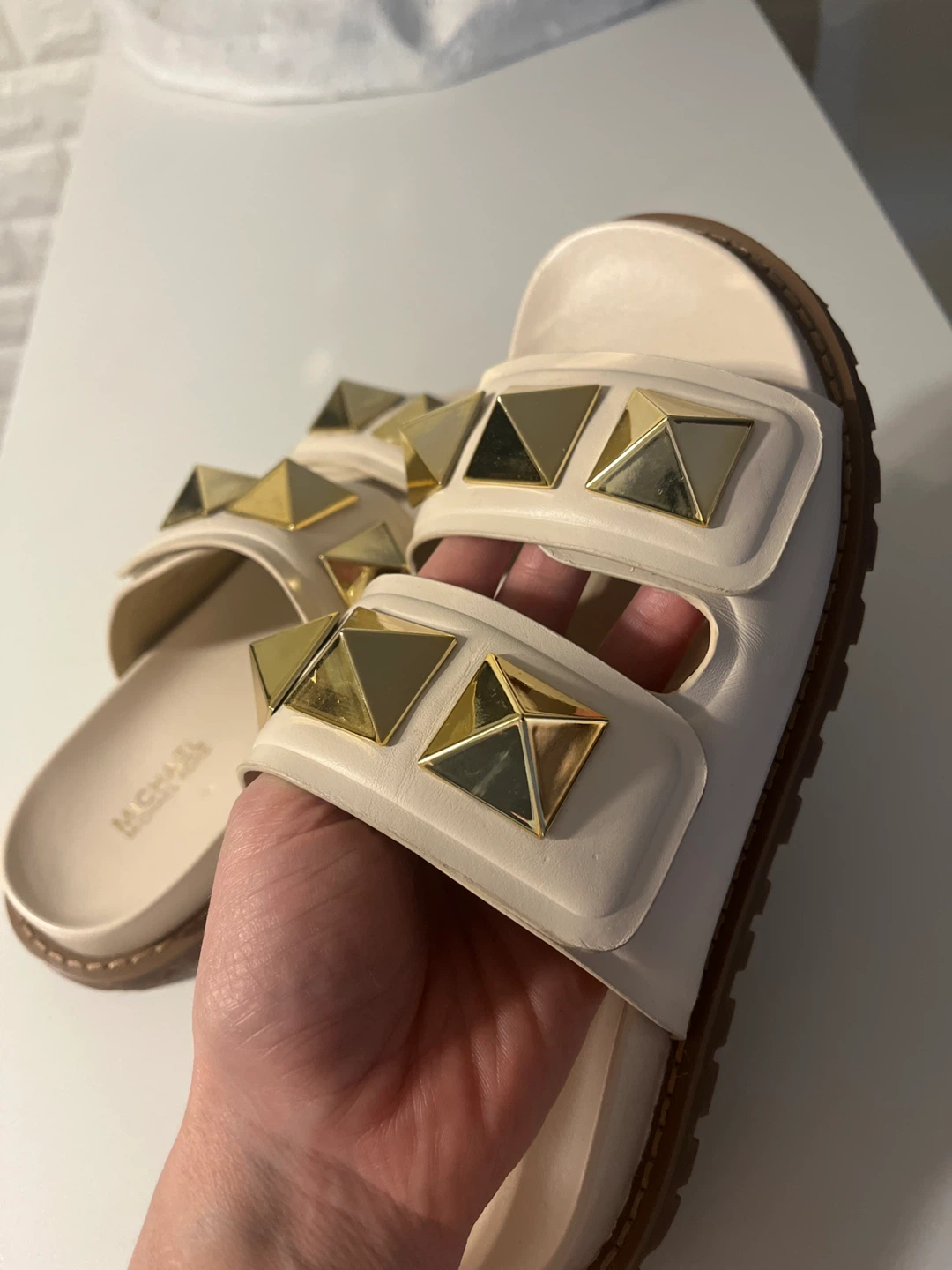 Michael Kors Studded Slide Sandals Cream - photo 3