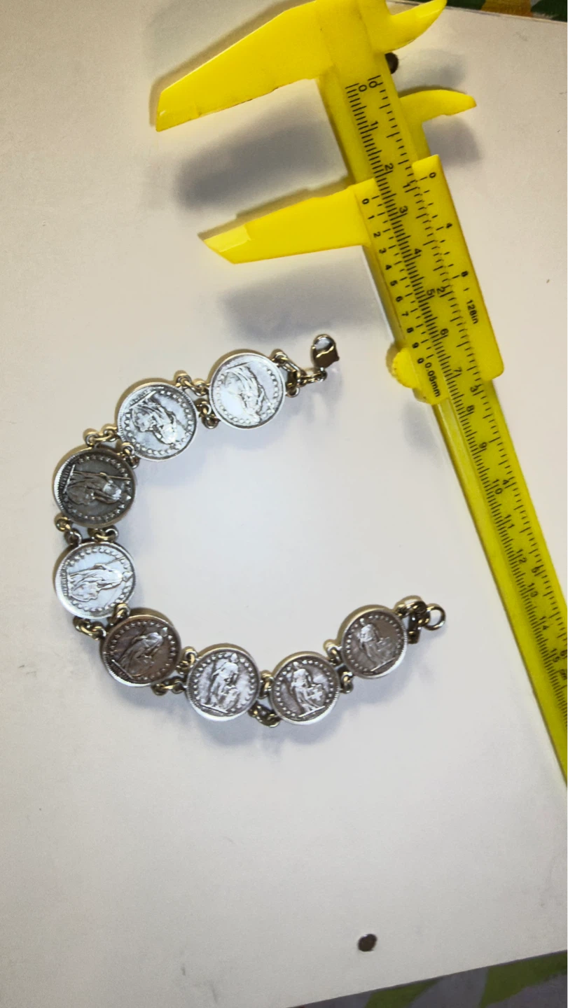 .835 SILVER 21grams total Swiss 1/2 Franc Coin Bracelet