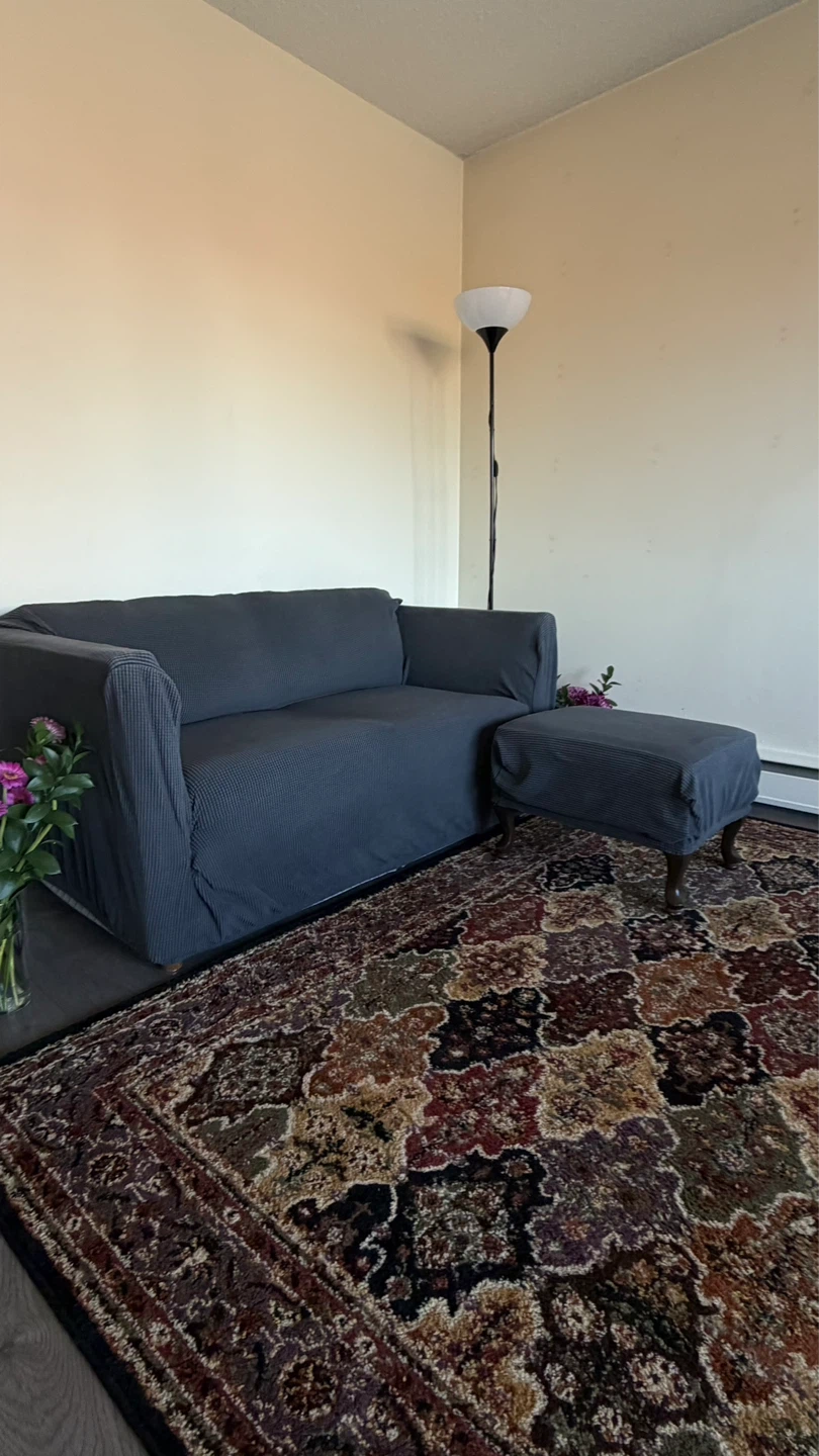 Grey Sofa for sale (with cover + ottoman)