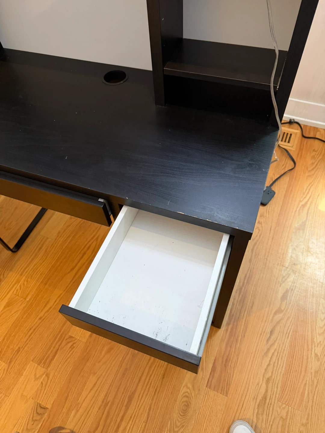 Black Desk with Drawer and Cabinet - photo 4
