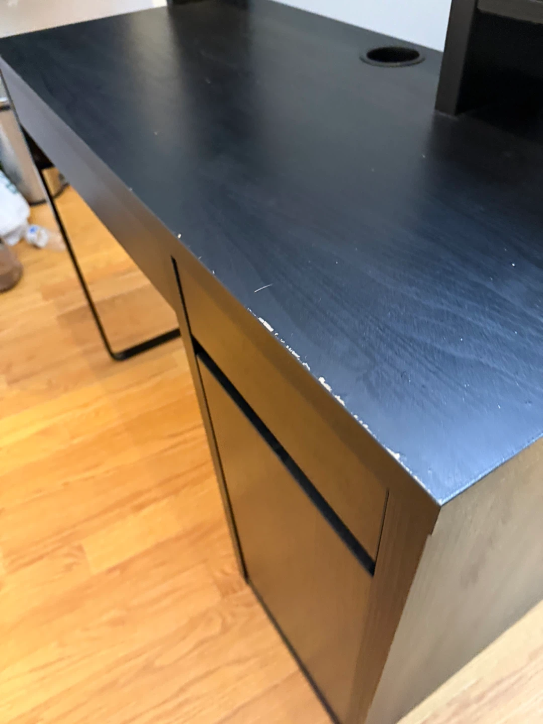 Black Desk with Drawer and Cabinet - photo 3