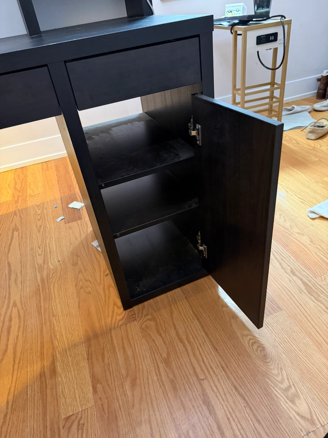 Black Desk with Drawer and Cabinet - photo 2
