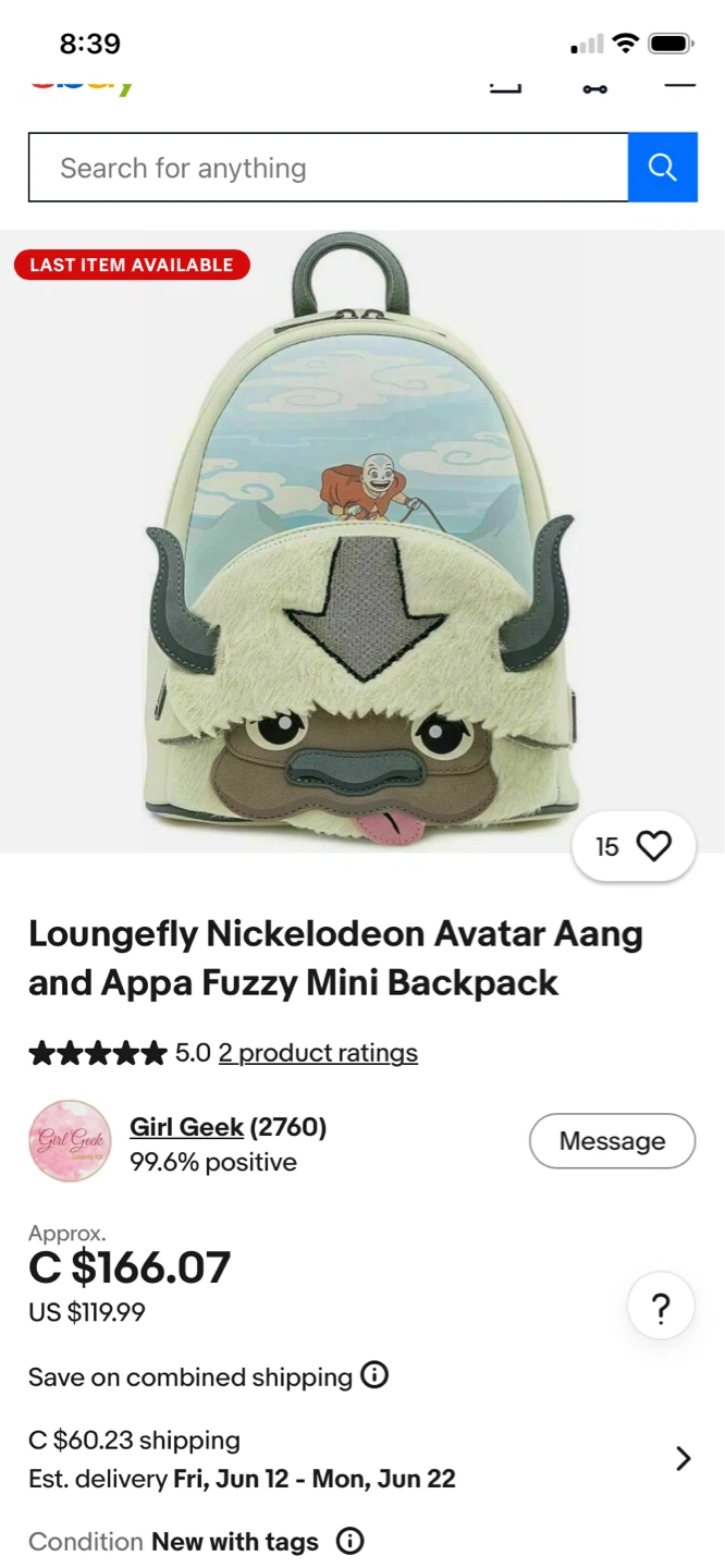 Loungefly Nickelodeon Avatar Aang and Appa Fuzzy Mini Backpack - photo 5