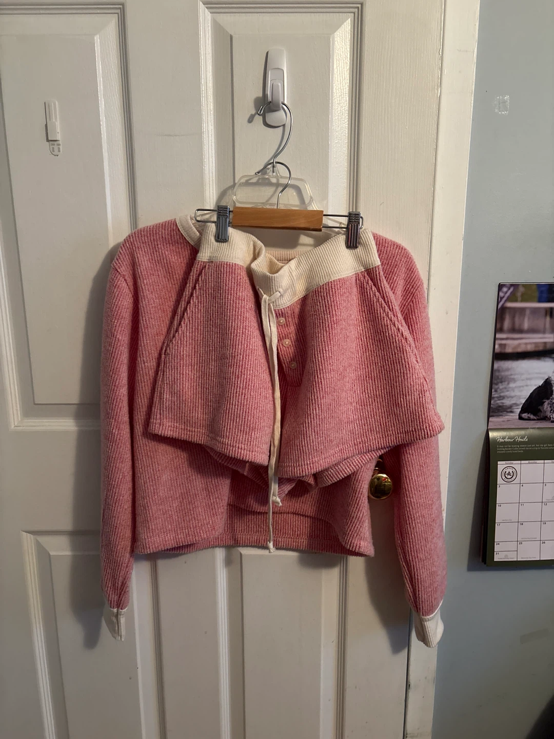 Women American eagle waffle pjs size Xs cherry  and Shorts Set