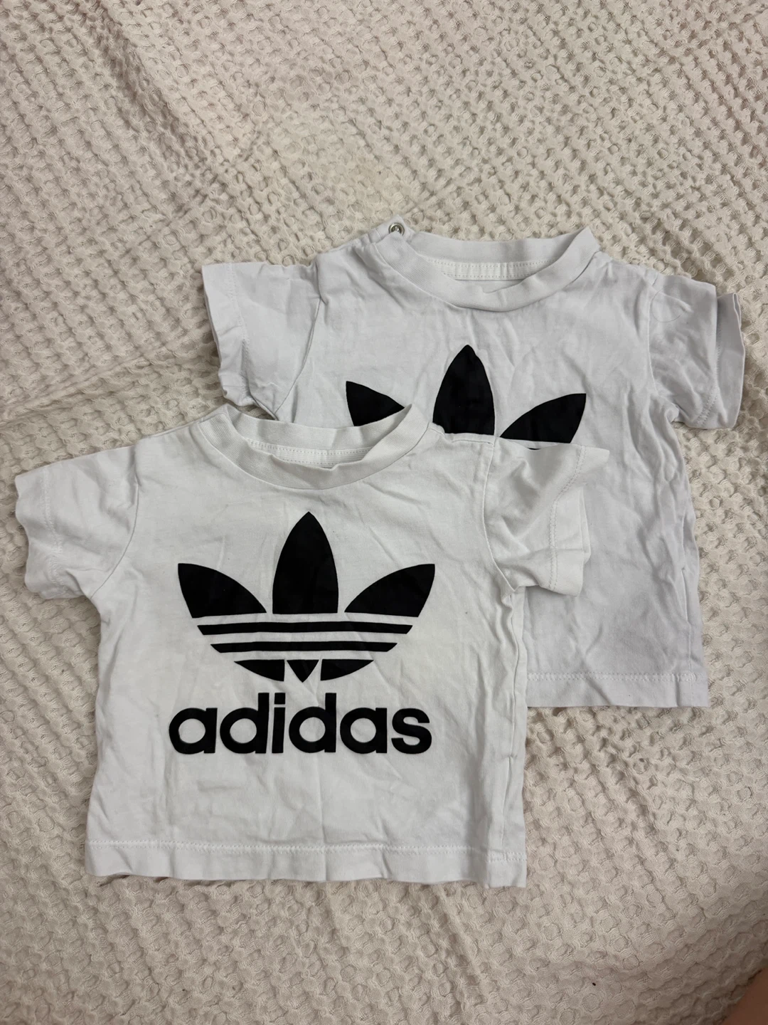 2 White Adidas Baby T-Shirts 9M/12M