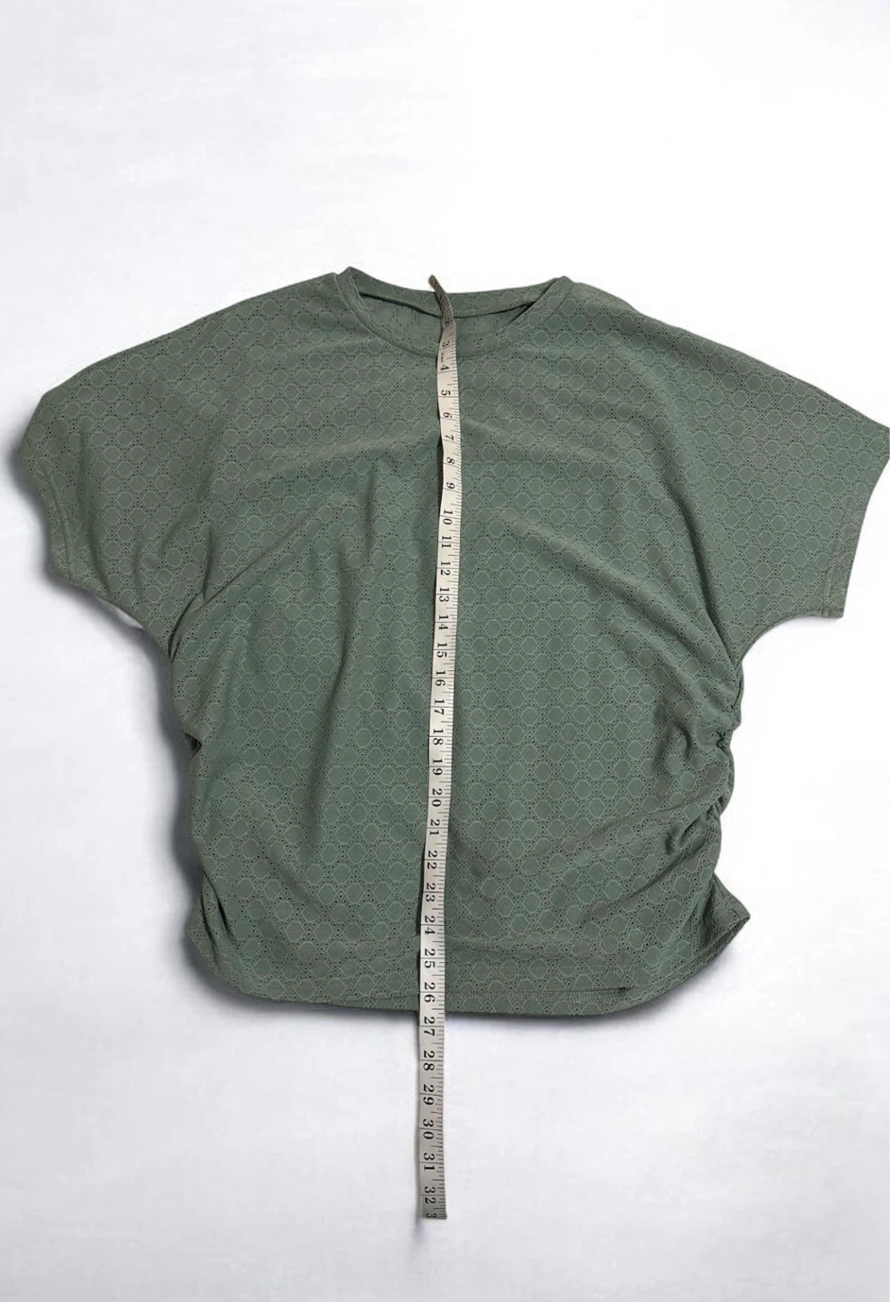 Women's Green Textured Crew Neck T-Shirt XL - photo 2