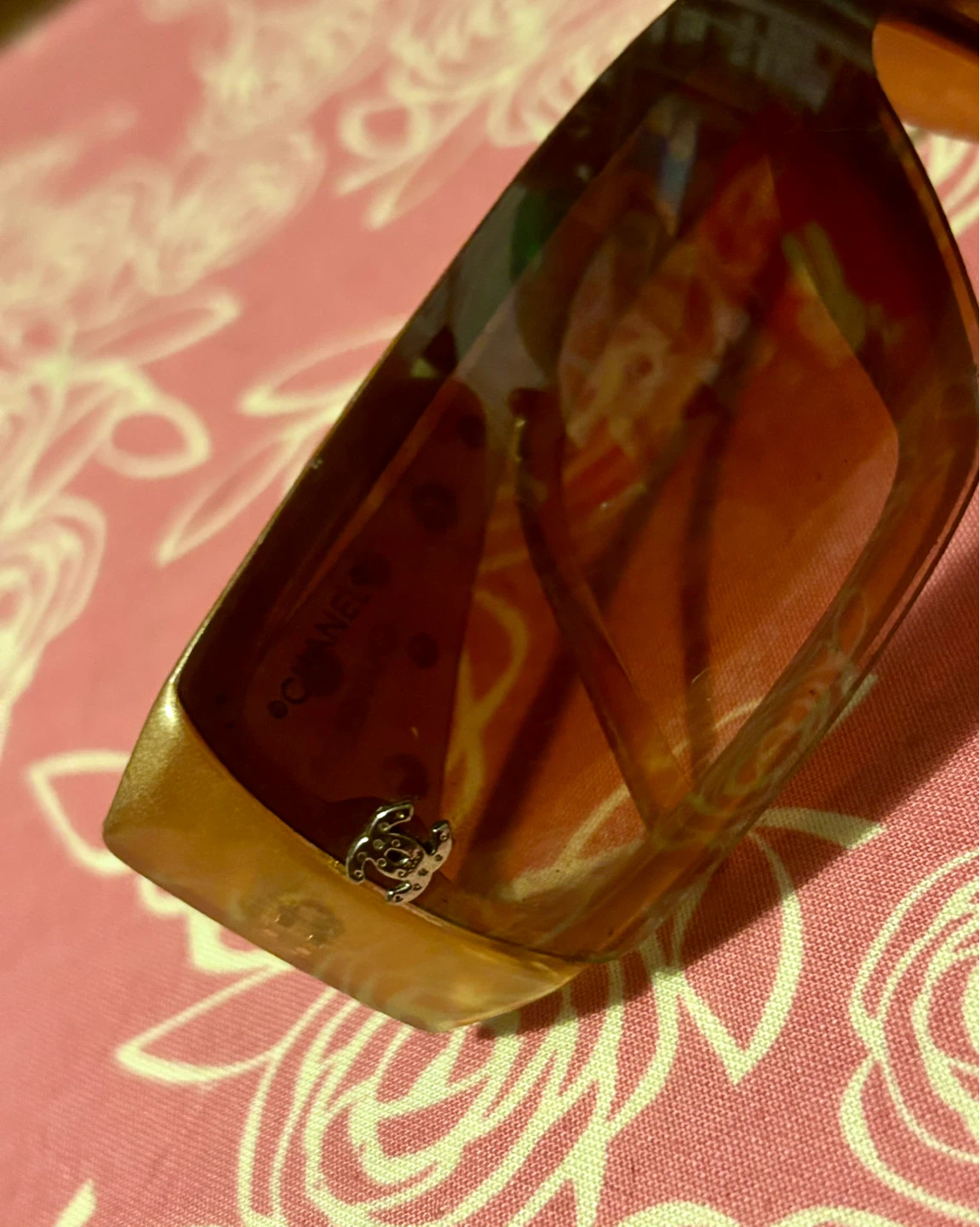 Vintage CHANEL Crystal CC Gold Shield Sunglasses - photo 3