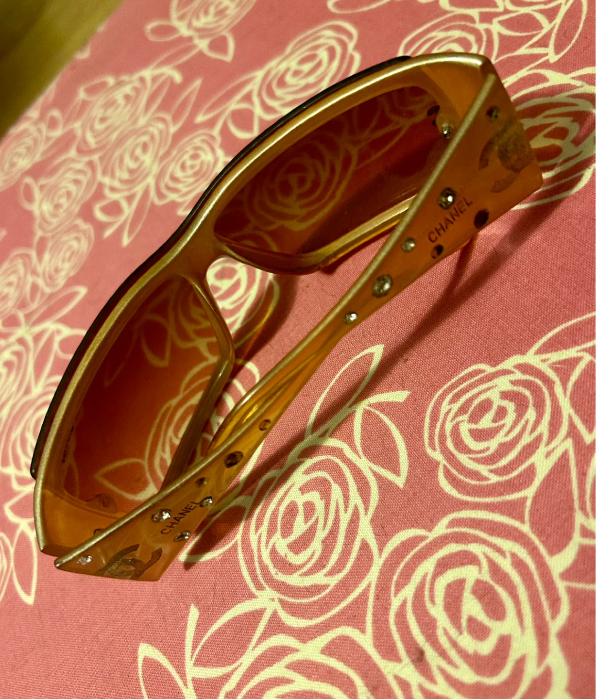 Vintage CHANEL Crystal CC Gold Shield Sunglasses - photo 5