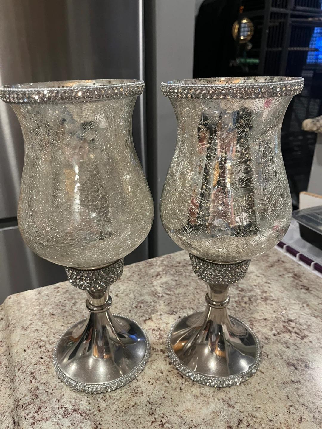 Pair of Decorative Glass Candle Holders