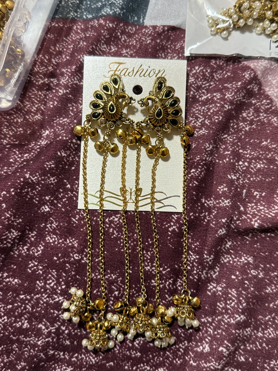 Kashmiri jhumkas Earrings - Peacock Design - photo 2