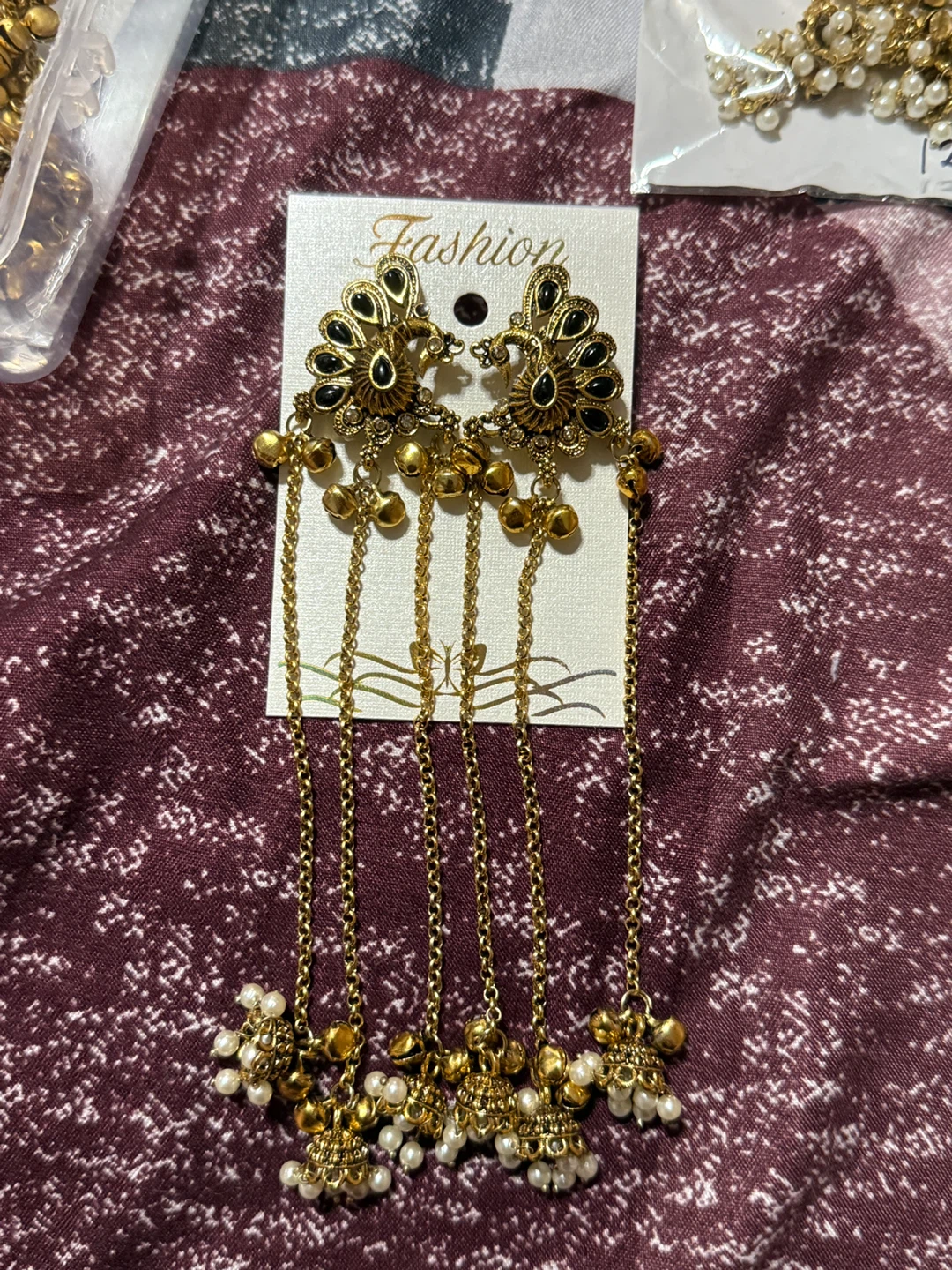 Kashmiri jhumkas Earrings - Peacock Design