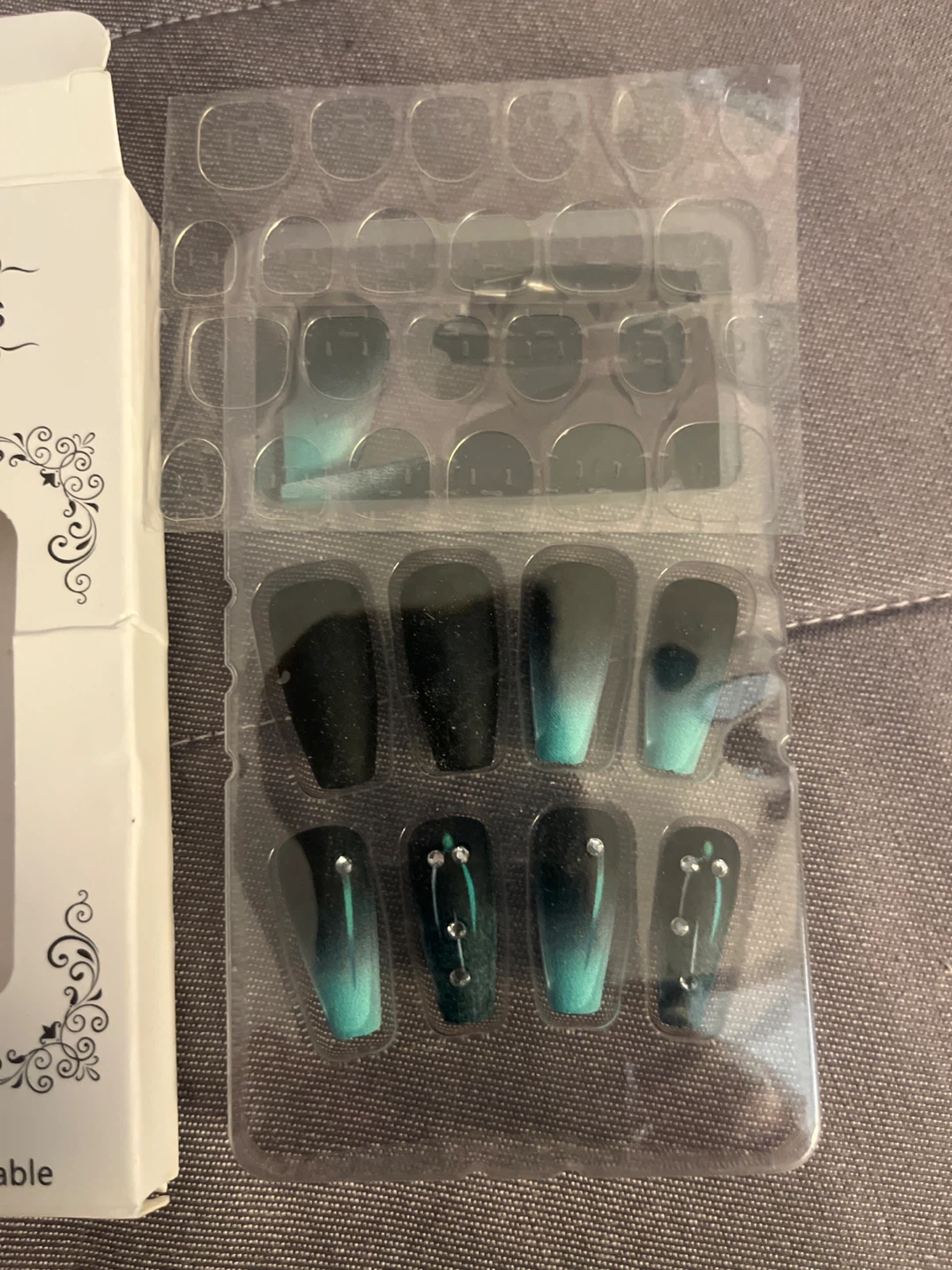 Press On Nails Black & Teal Ombre - photo 2