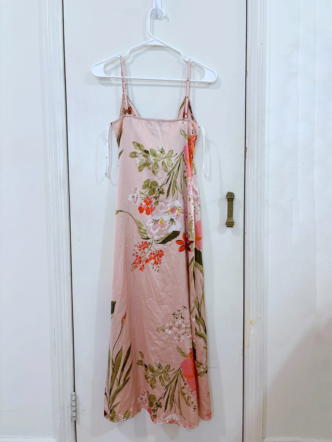 Pink Floral Print Satin Midi Dress - photo 3