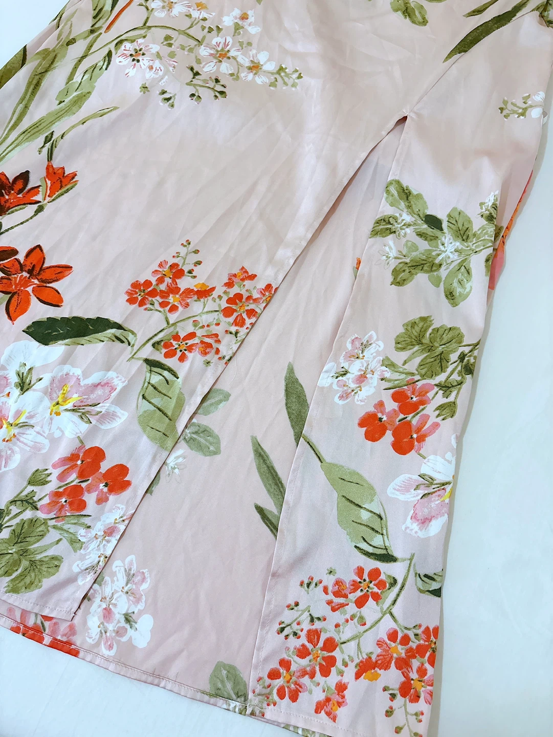 Pink Floral Print Satin Midi Dress - photo 4
