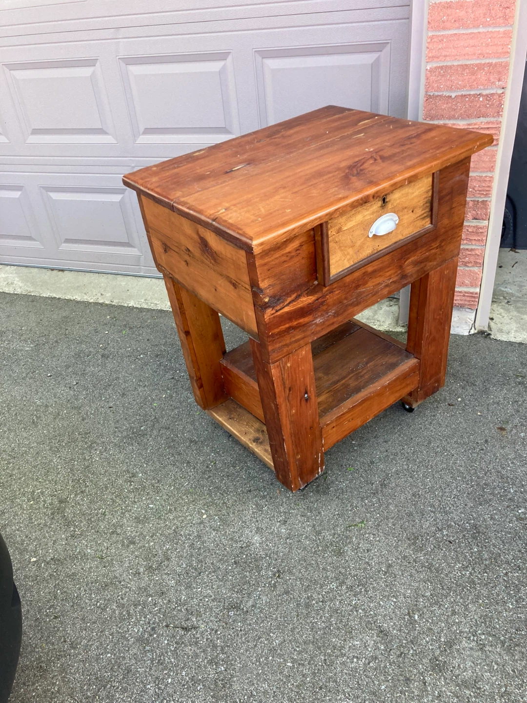 Wooden Kitchen Island with Drawer and Shelf - photo 3