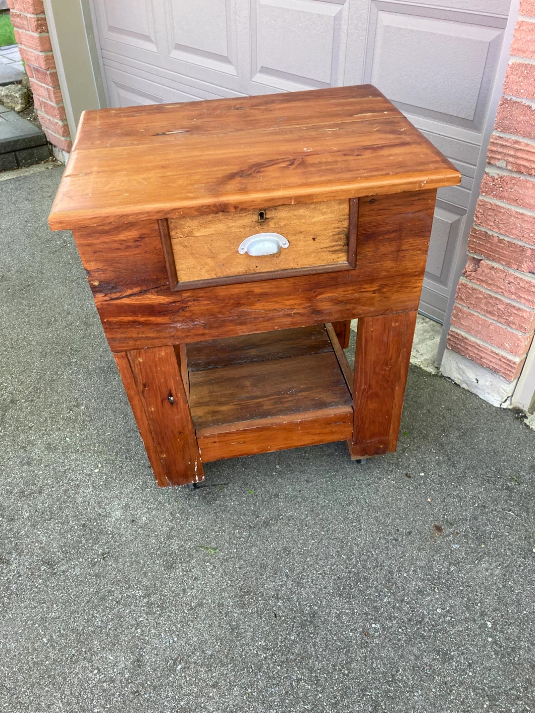 Wooden Kitchen Island with Drawer and Shelf - photo 2