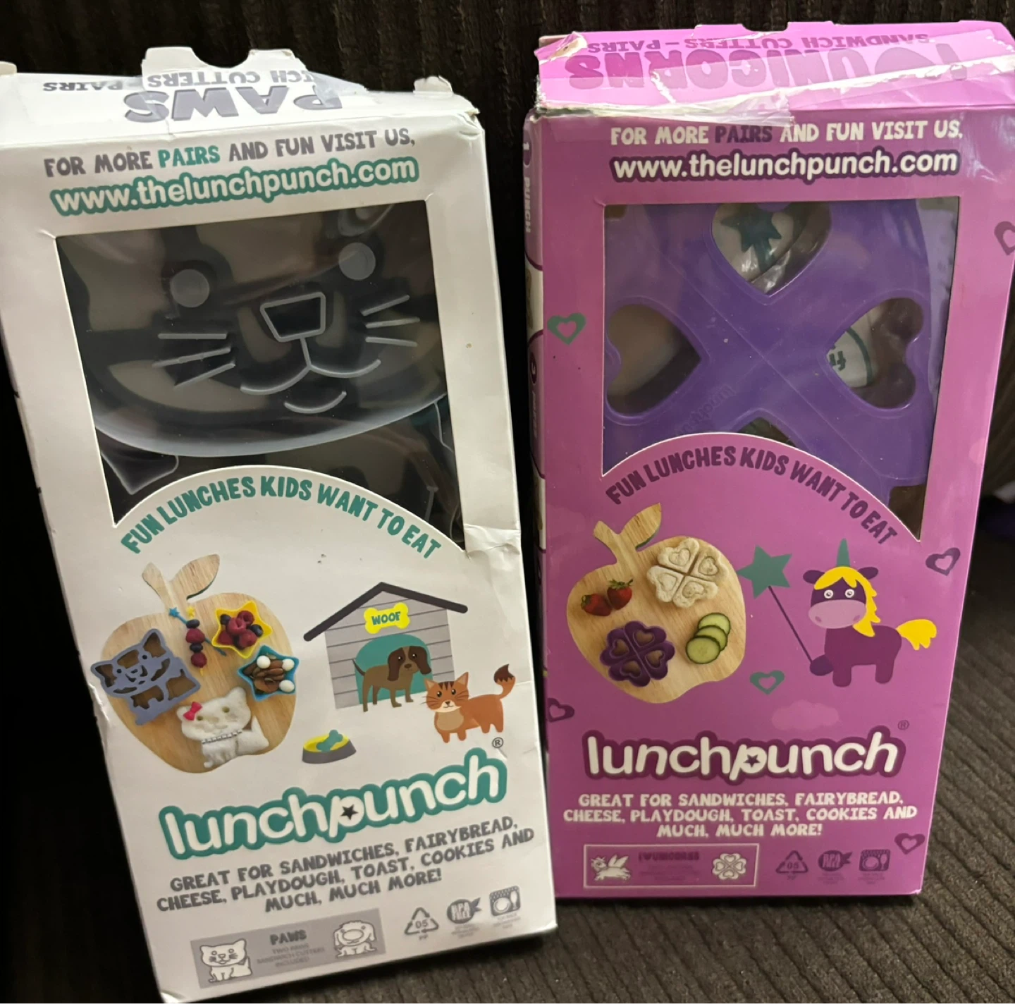 LunchPunch Sandwich Cutters - Pairs (Unicorns & Paws)
