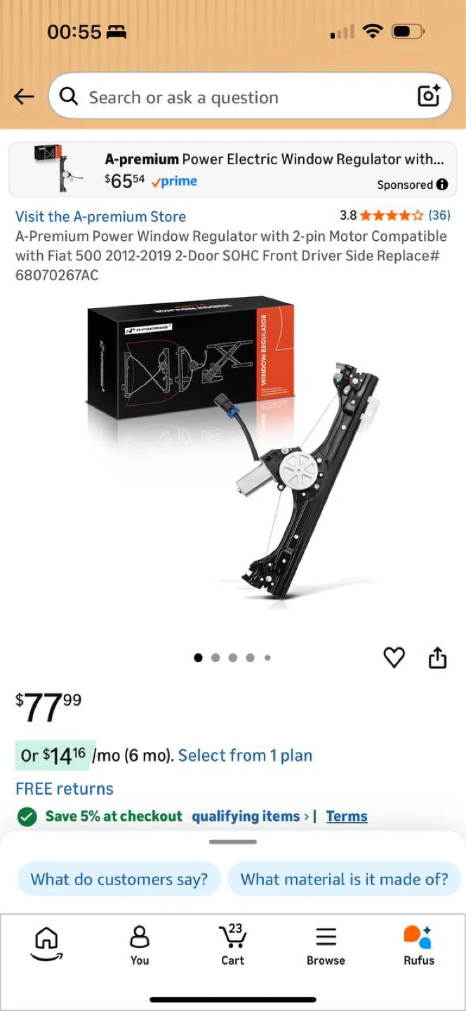 A-Premium Power Window Regulator with 2-Pin Motor
