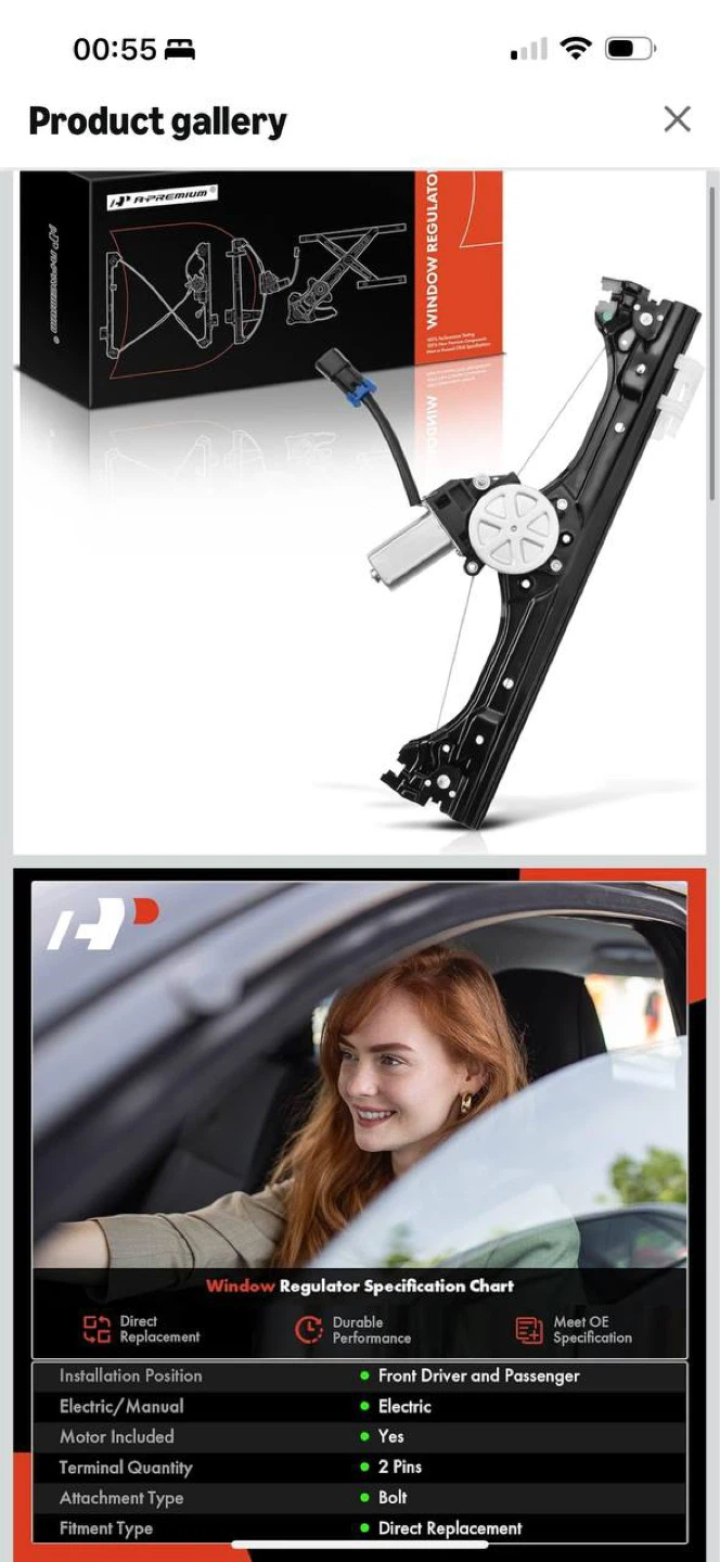 A-Premium Power Window Regulator with 2-Pin Motor - photo 3