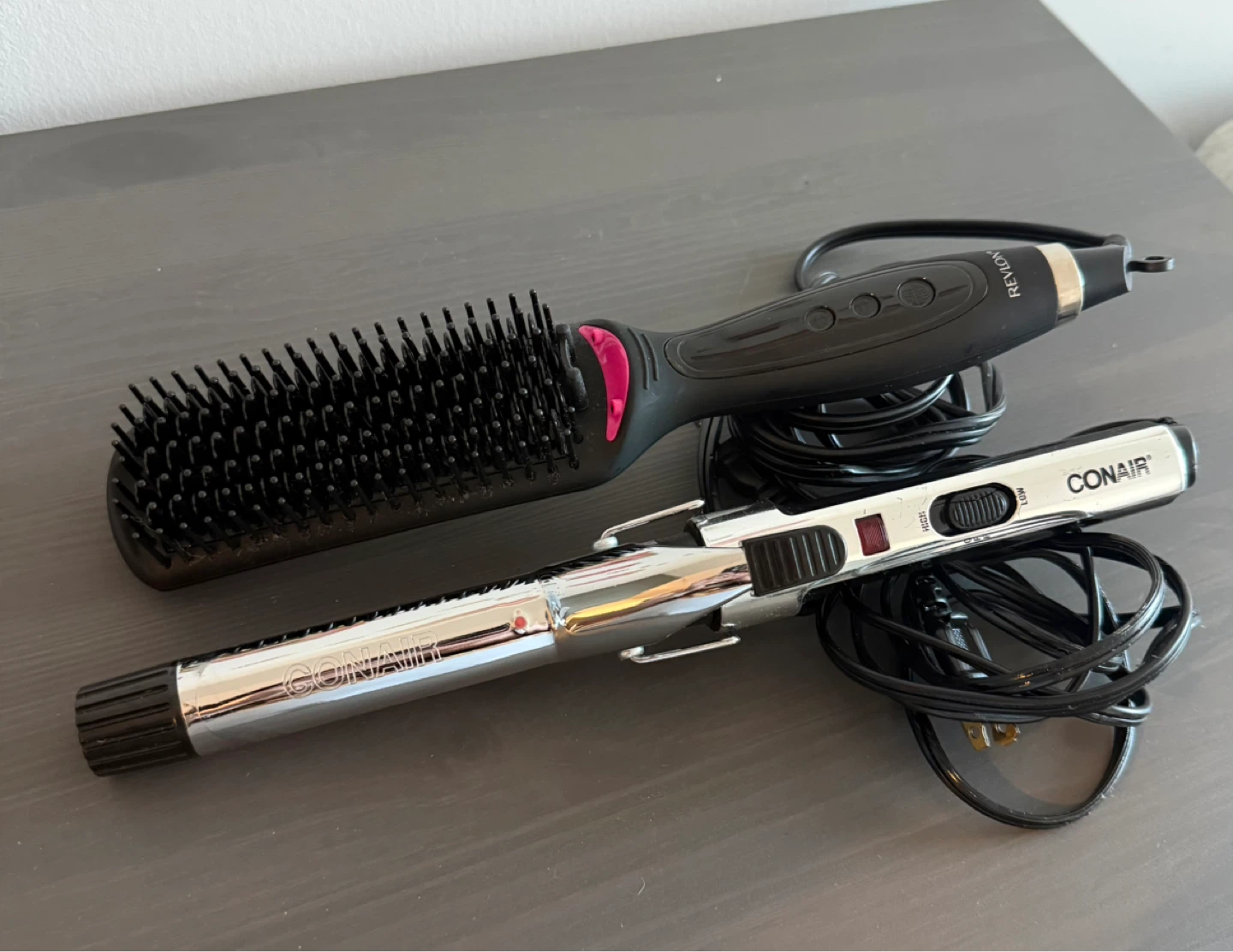 Conair Curling Iron and Revlon Straightening Brush