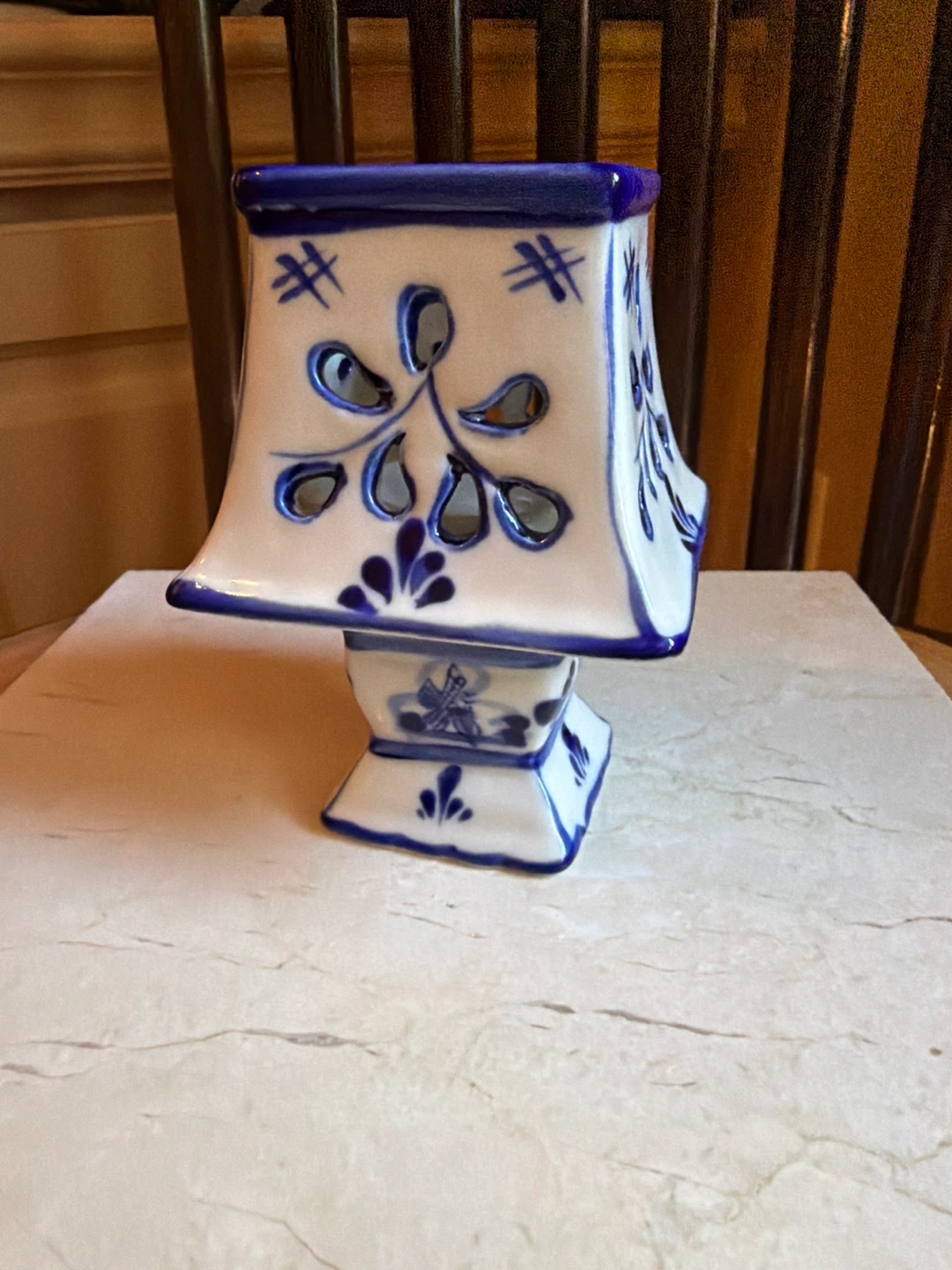 Blue and White Ceramic Tealight Holder